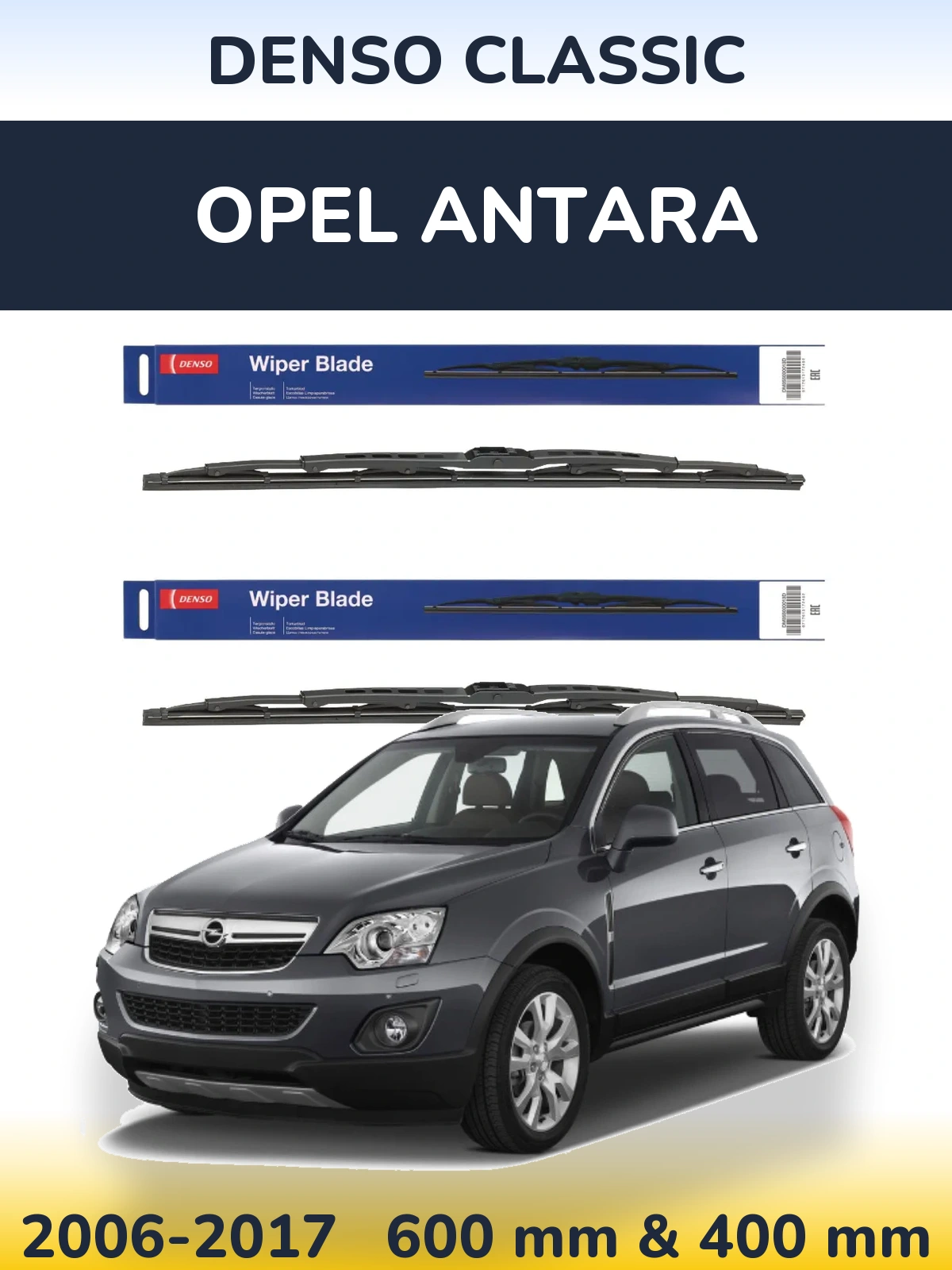 Front wiper blade set Denso Classic 600 & 400 mm for Opel Antara 2006-2017