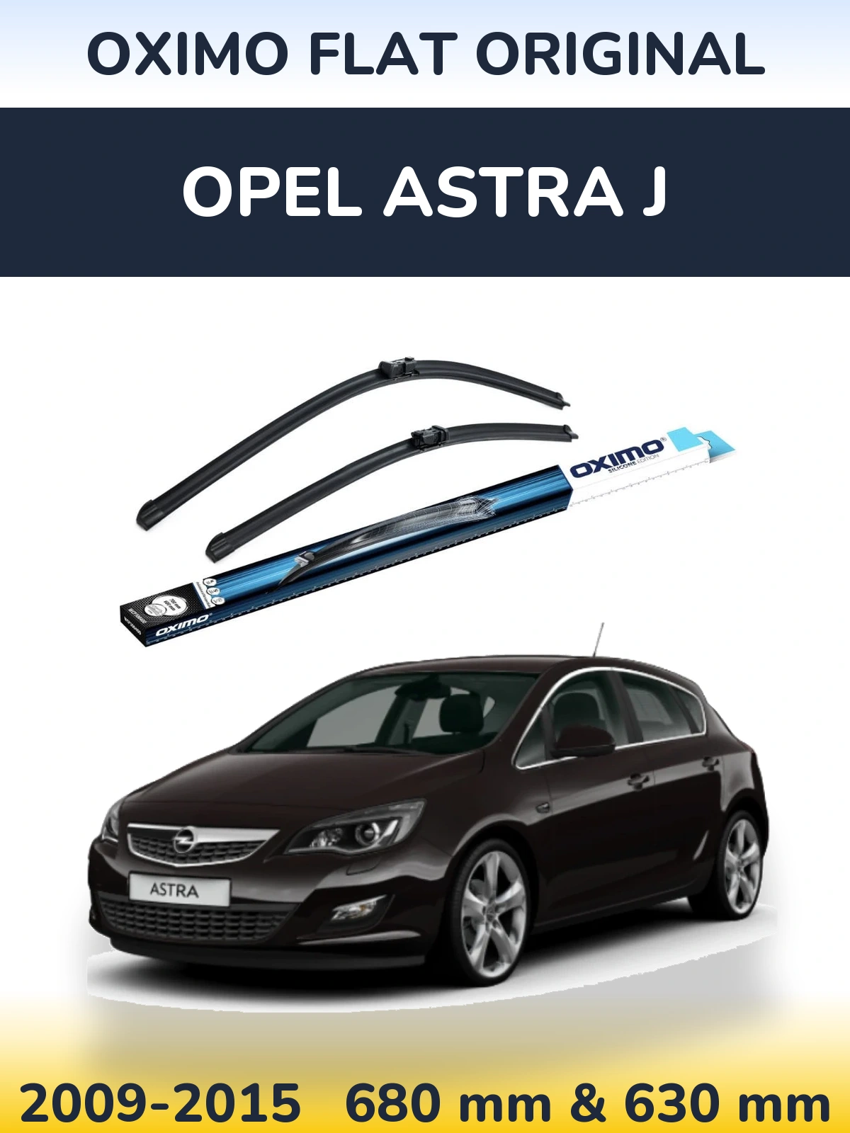 Комплект передних дворников Oximo Flat Original 680 & 630 мм для Opel Astra J 2009-2015