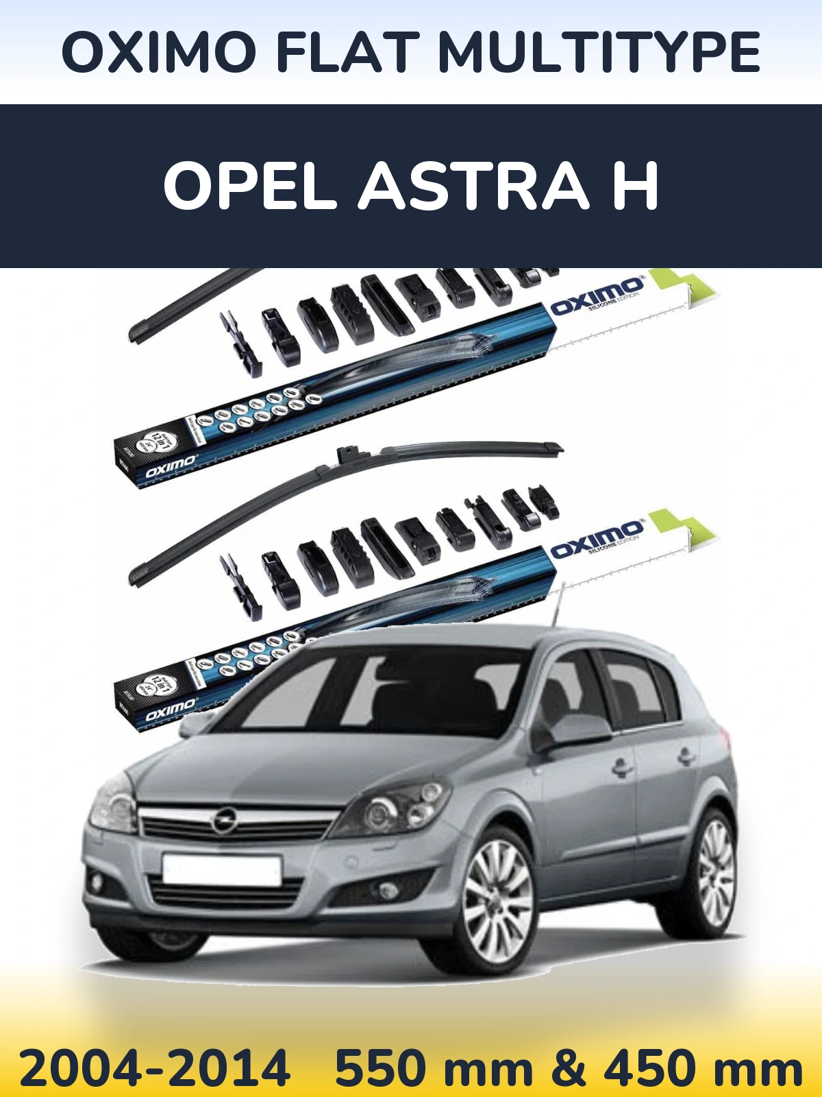 Комплект передних дворников Oximo Flat MultiТипe 550 & 450 мм для Opel Astra H 2004-2014