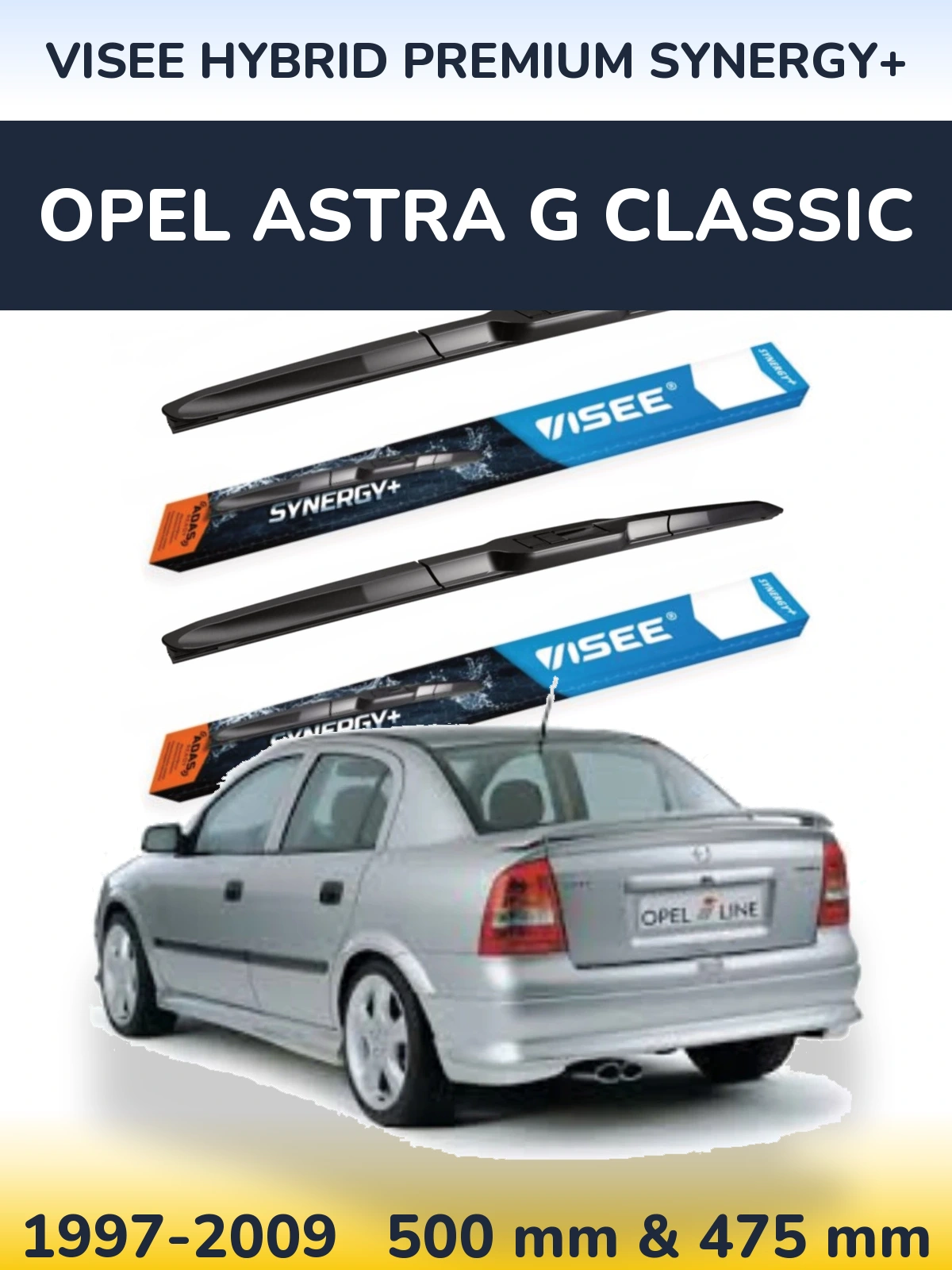 Комплект передних дворников VISEE HYBRID PREMIUM SYNERGY+ 500 & 475 мм для Opel Astra G Classic 1997-2009