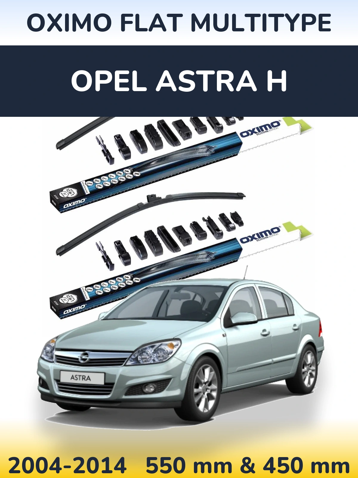 Комплект передних дворников Oximo Flat MultiТипe 550 & 450 мм для Opel Astra H 2004-2014