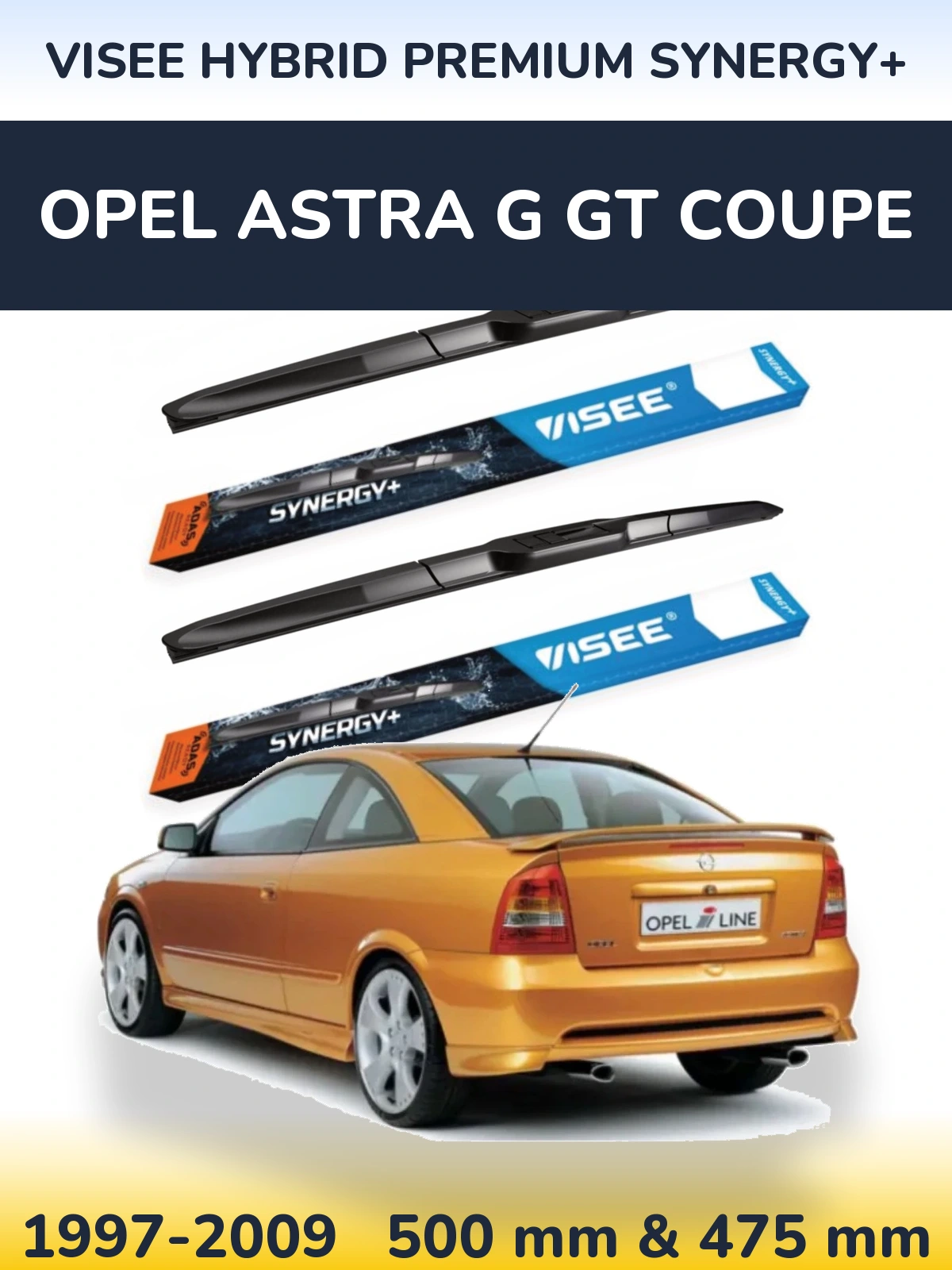 Комплект передніх щіток VISEE HYBRID PREMIUM SYNERGY+ 500 & 475 мм для Opel Astra G GT coupe 1997-2009