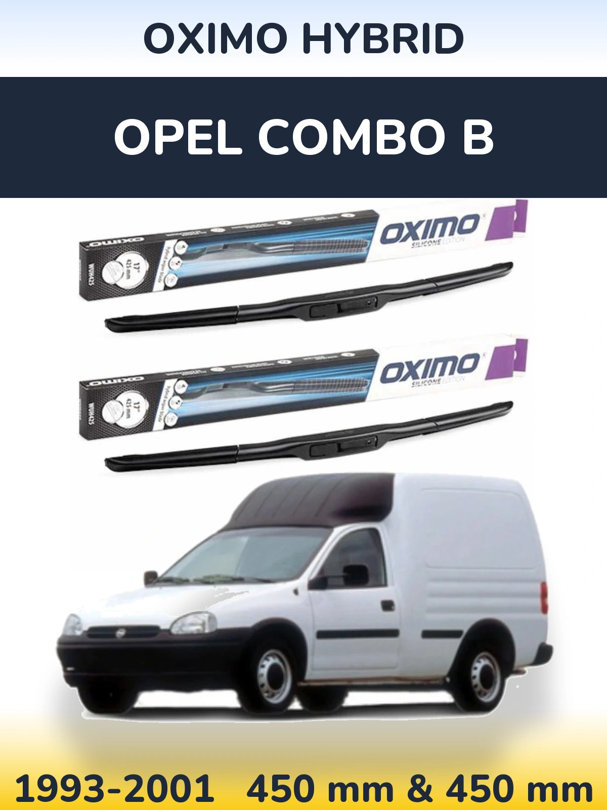 Комплект передних дворников Oximo Hybrid 450 & 450 мм для Opel Combo B 1993-2001