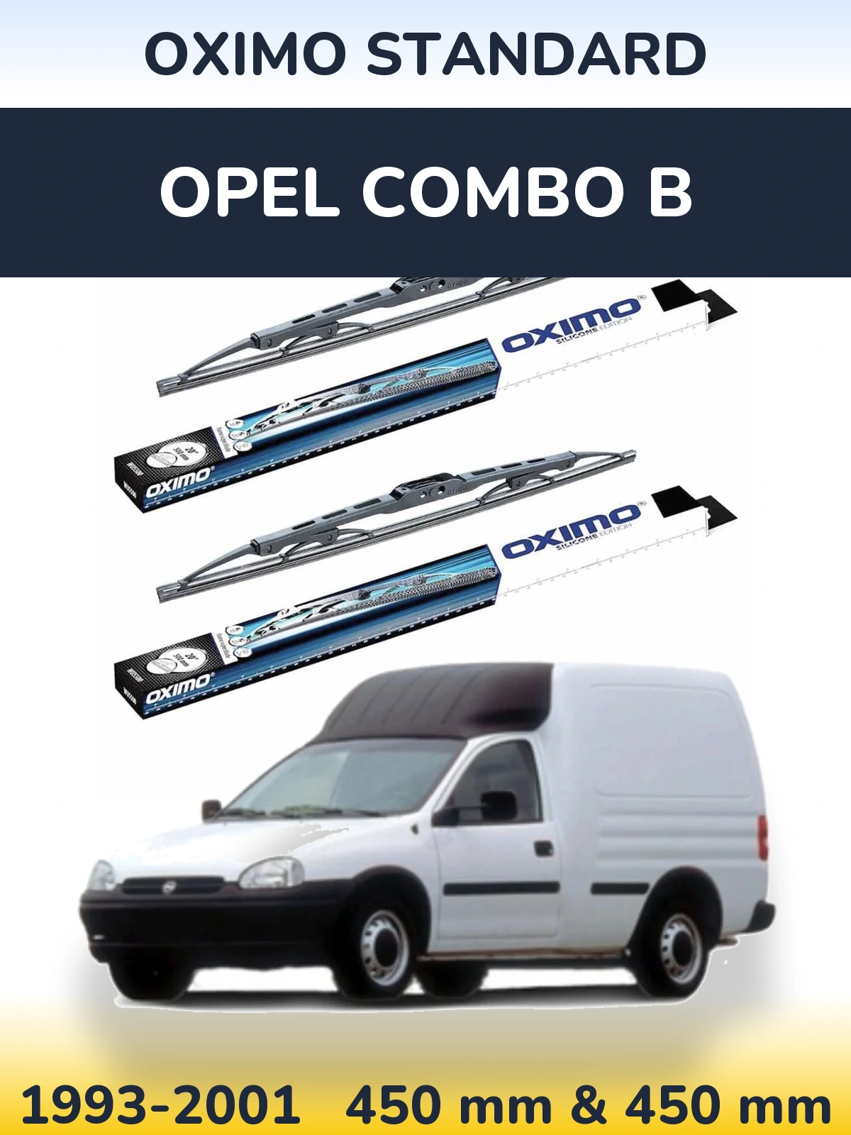 Front wiper blade set Oximo Standard 450 & 450 mm for Opel Combo B 1993-2001