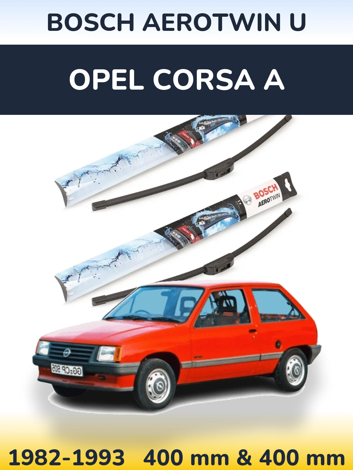 Комплект передних дворников BOSCH AeroTwin U 400 & 400 мм для Opel Corsa A 1982-1993