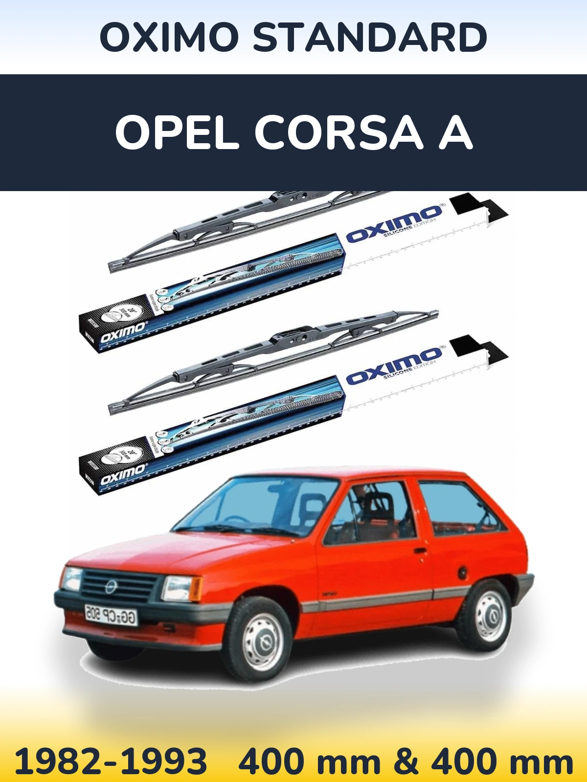 Комплект передніх щіток Oximo Standard 400 & 400 мм для Opel Corsa A 1982-1993