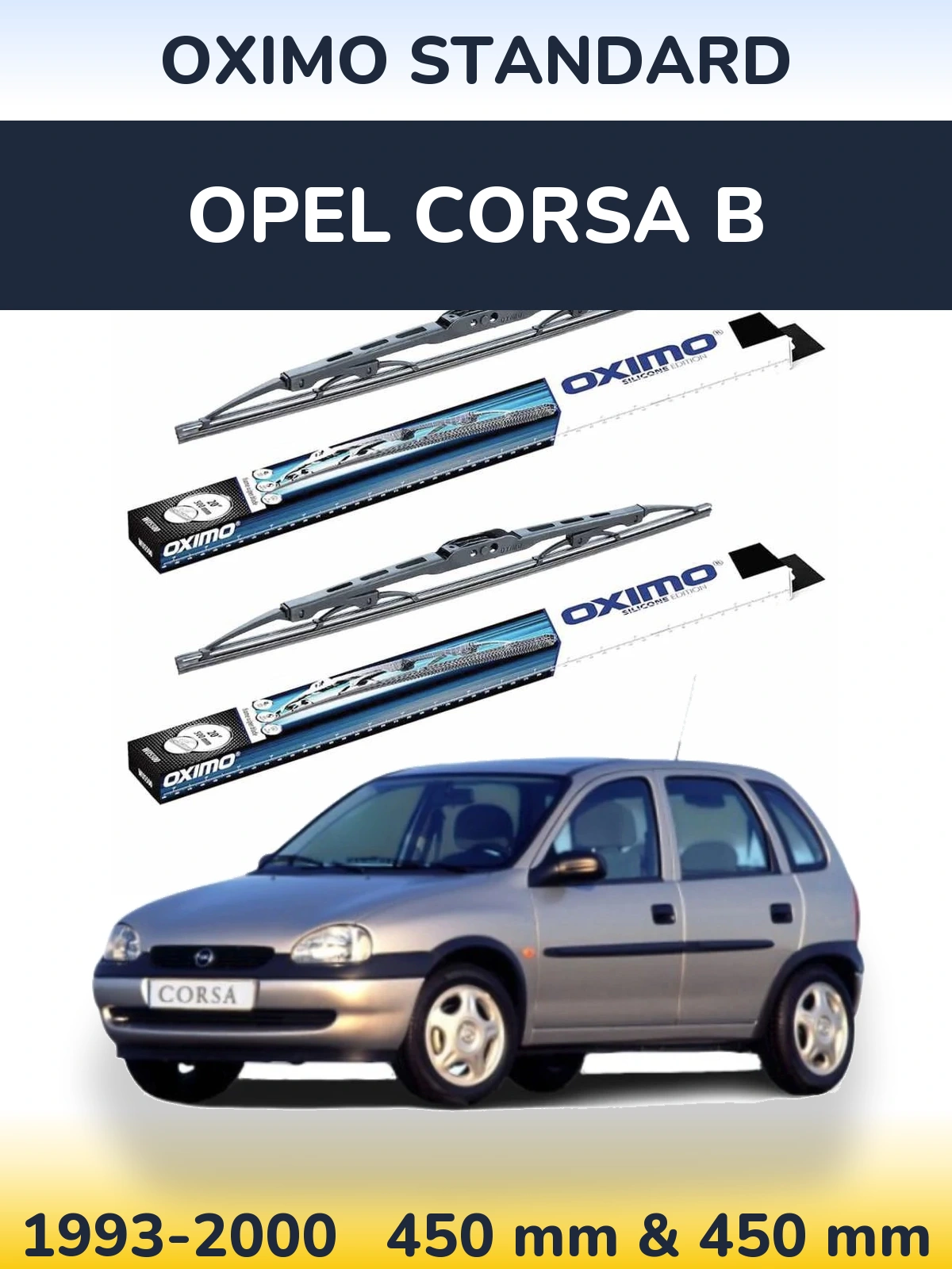 Комплект передніх щіток Oximo Standard 450 & 450 мм для Opel Corsa B 1993-2000