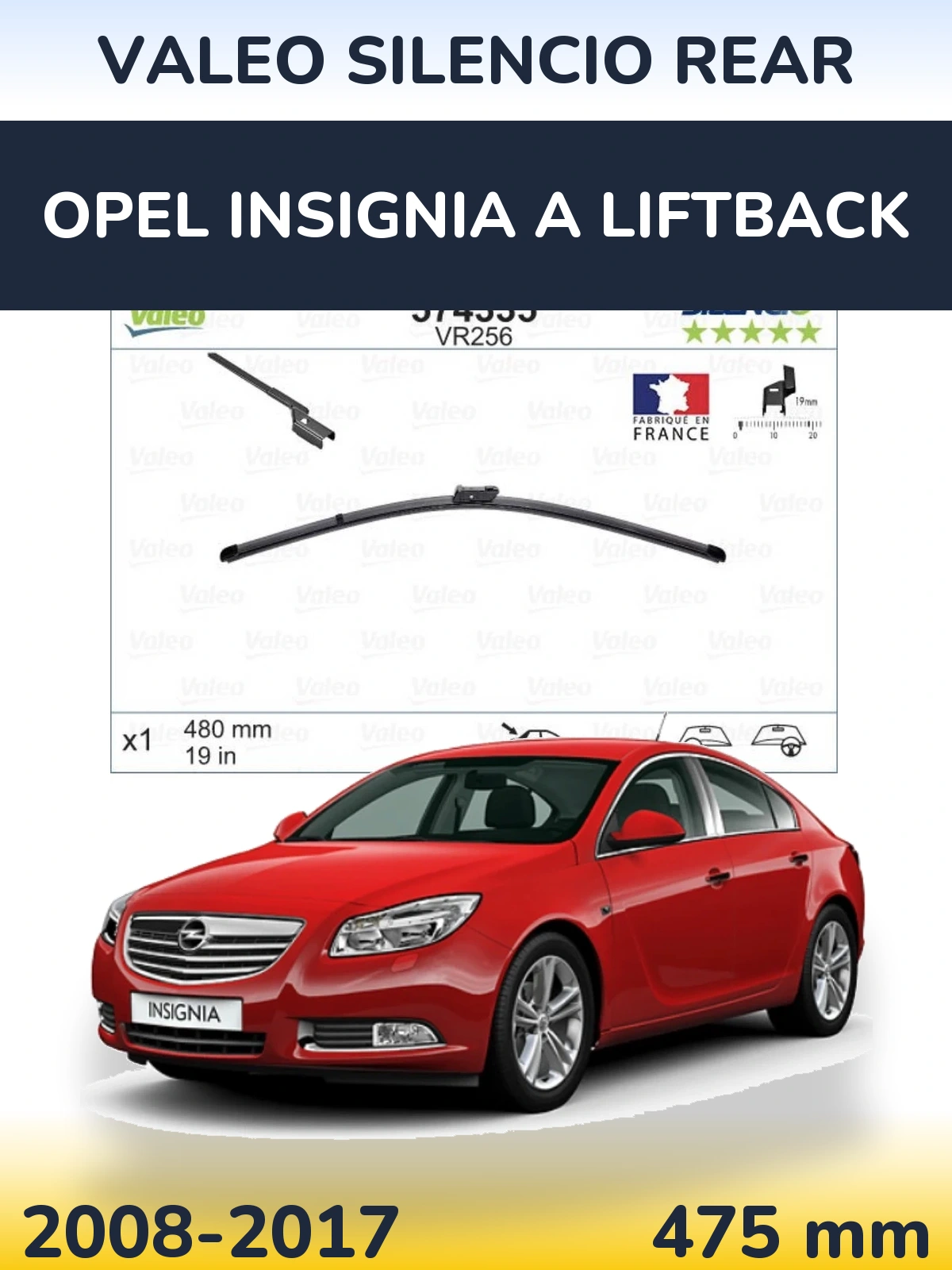 Задня щітка Valeo Silencio Rear 475 мм для Opel Insignia A liftback 2008-2017