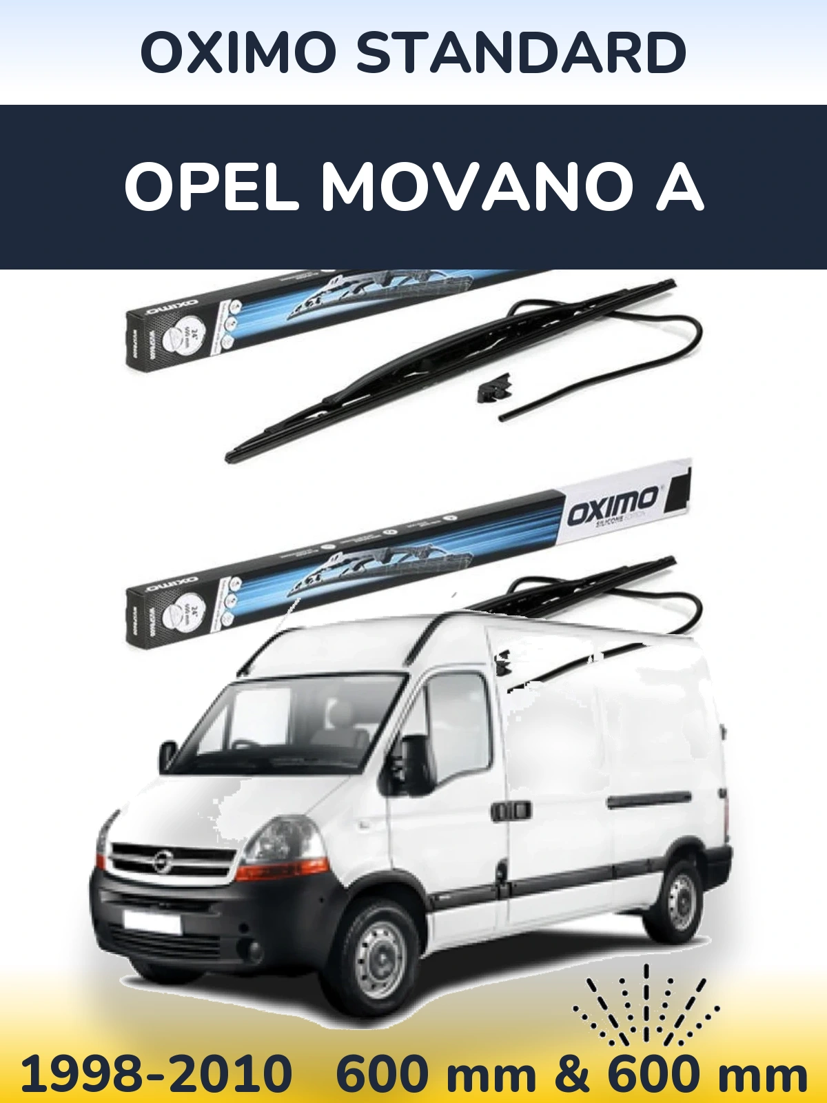 Front wiper blade set Oximo Standard 600 & 600 mm for Opel Movano A 1998-2010