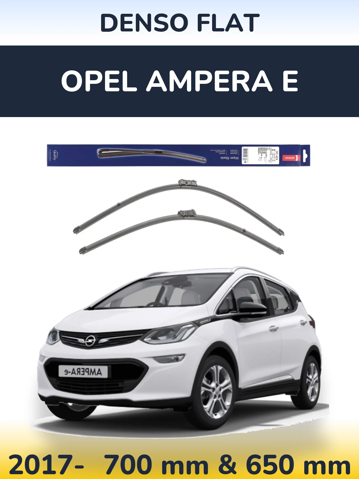 Front wiper blade set Denso Flat 700 & 650 mm for Opel Ampera E 2017-2026