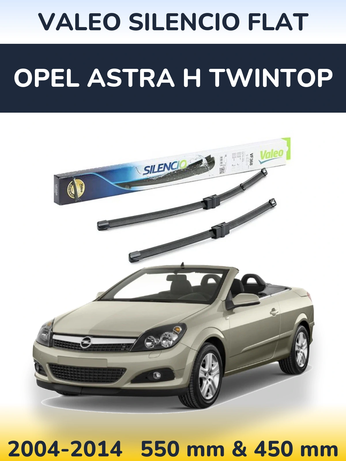 Комплект передних дворников Valeo Silencio Flat 550 & 450 мм для Opel Astra H TwinTop 2004-2014