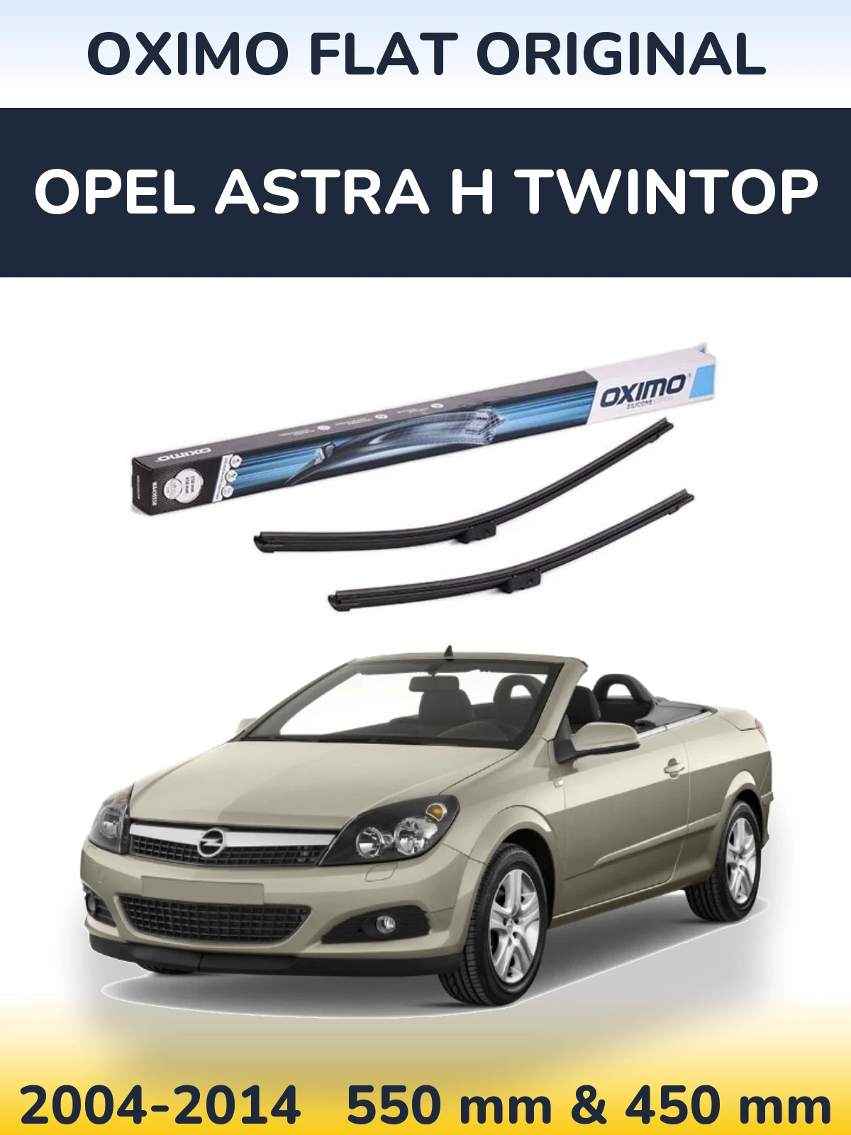 Front wiper blade set Oximo Flat Original 550 & 450 mm for Opel Astra H TwinTop 2004-2014