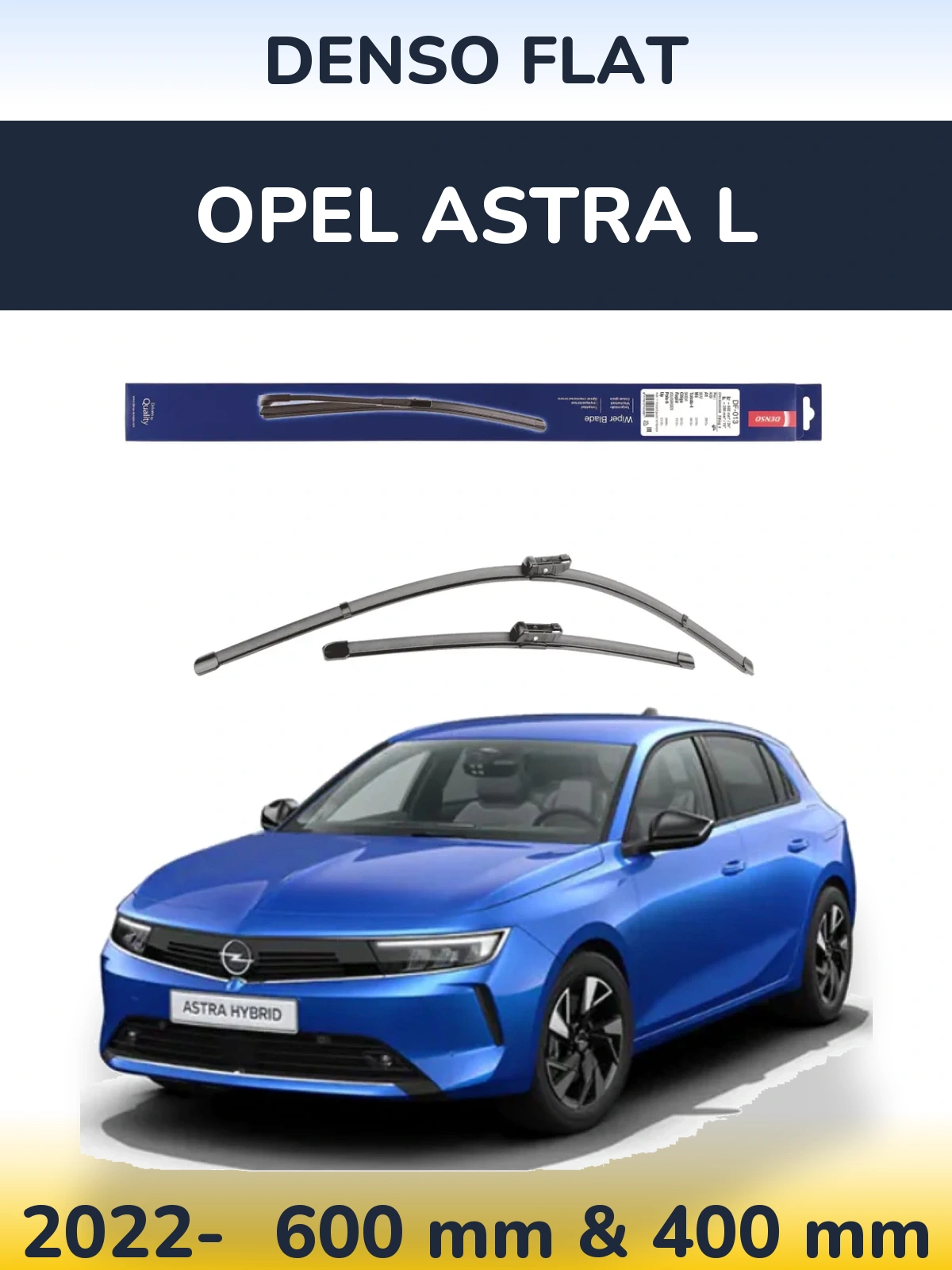 Front wiper blade set Denso Flat 600 & 380 mm for Opel Astra L 2022-2026