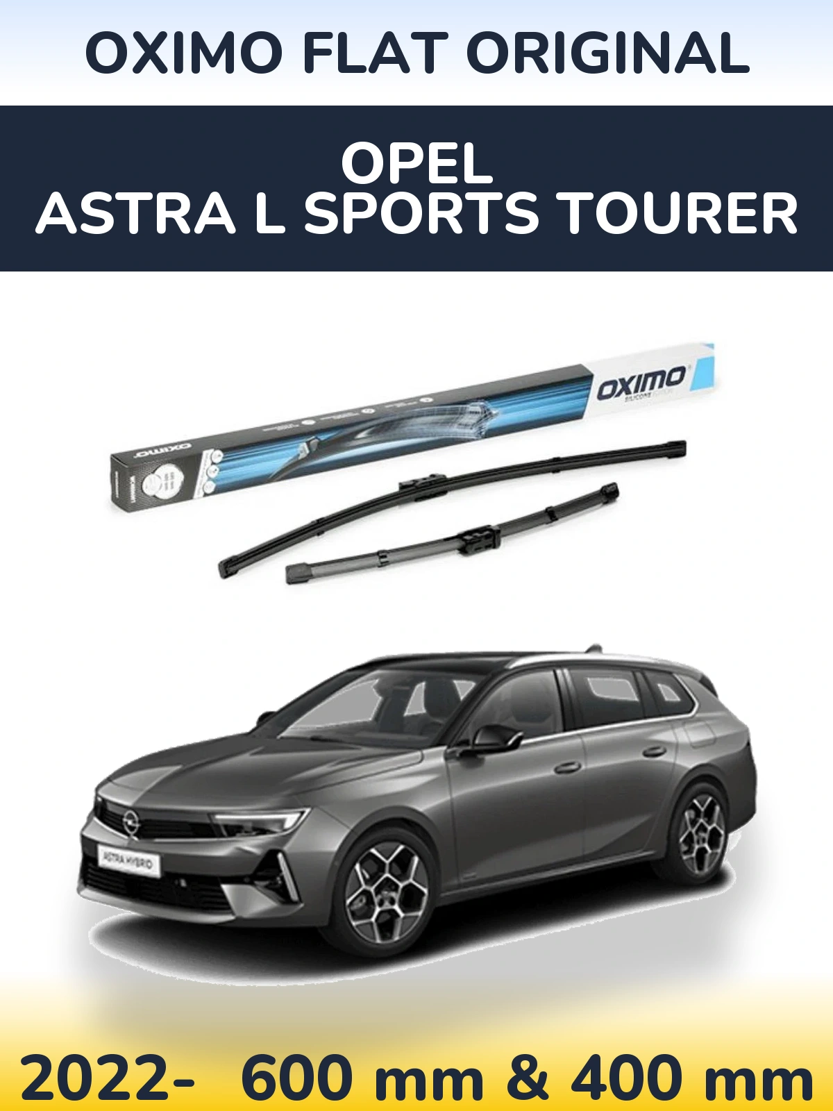 Комплект передних дворников Oximo Flat Original 600 & 400 мм для Opel Astra L Sports Tourer 2022-2026