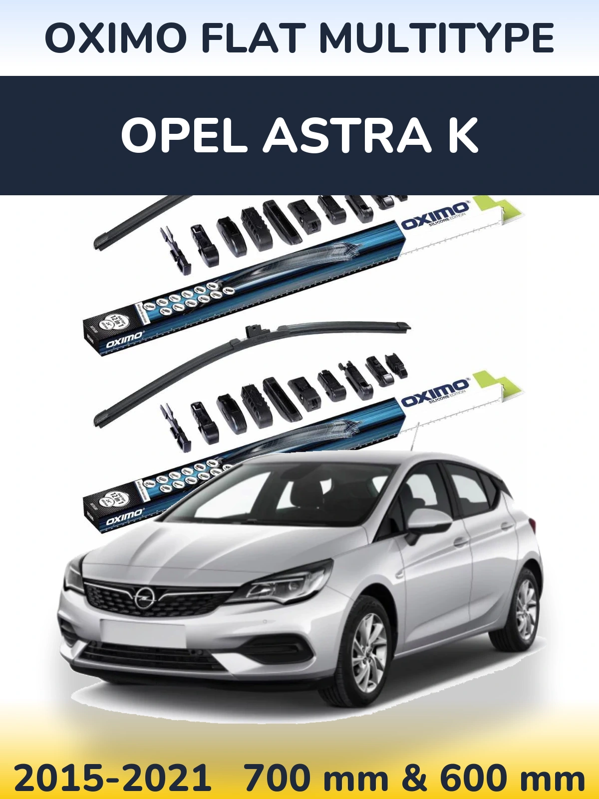Комплект передних дворников Oximo Flat MultiТипe 700 & 600 мм для Opel Astra K 2015-2021