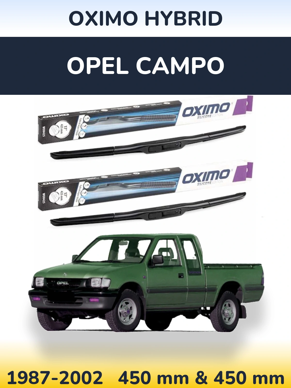 Комплект передних дворников Oximo Hybrid 450 & 450 мм для Opel Campo 1987-2002