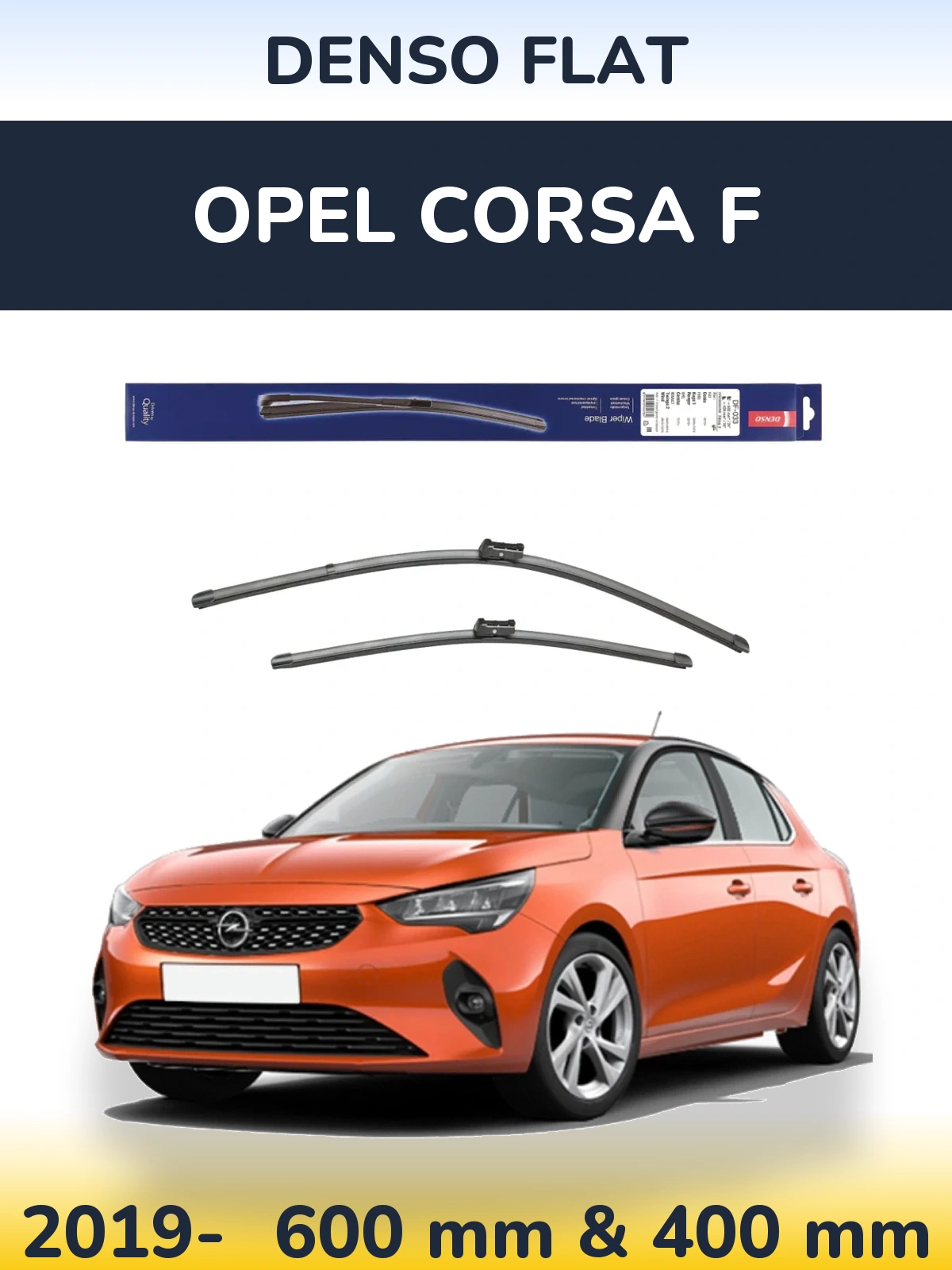 Комплект передних дворников Denso Flat 600 & 400 мм для Opel Corsa F 2019-2026