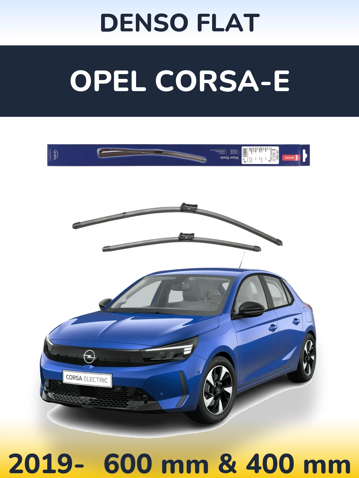 Комплект передних дворников Denso Flat 600 & 400 мм для Opel Corsa-e 2019-2026