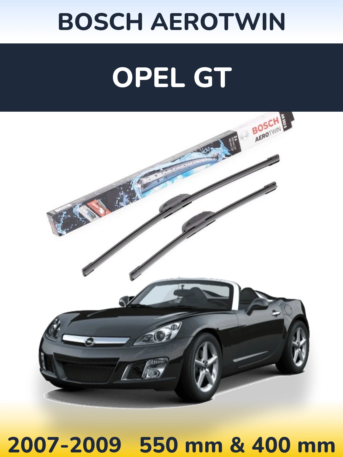 Комплект передних дворников BOSCH AeroTwin 550 & 400 мм для Opel GT 2007-2009
