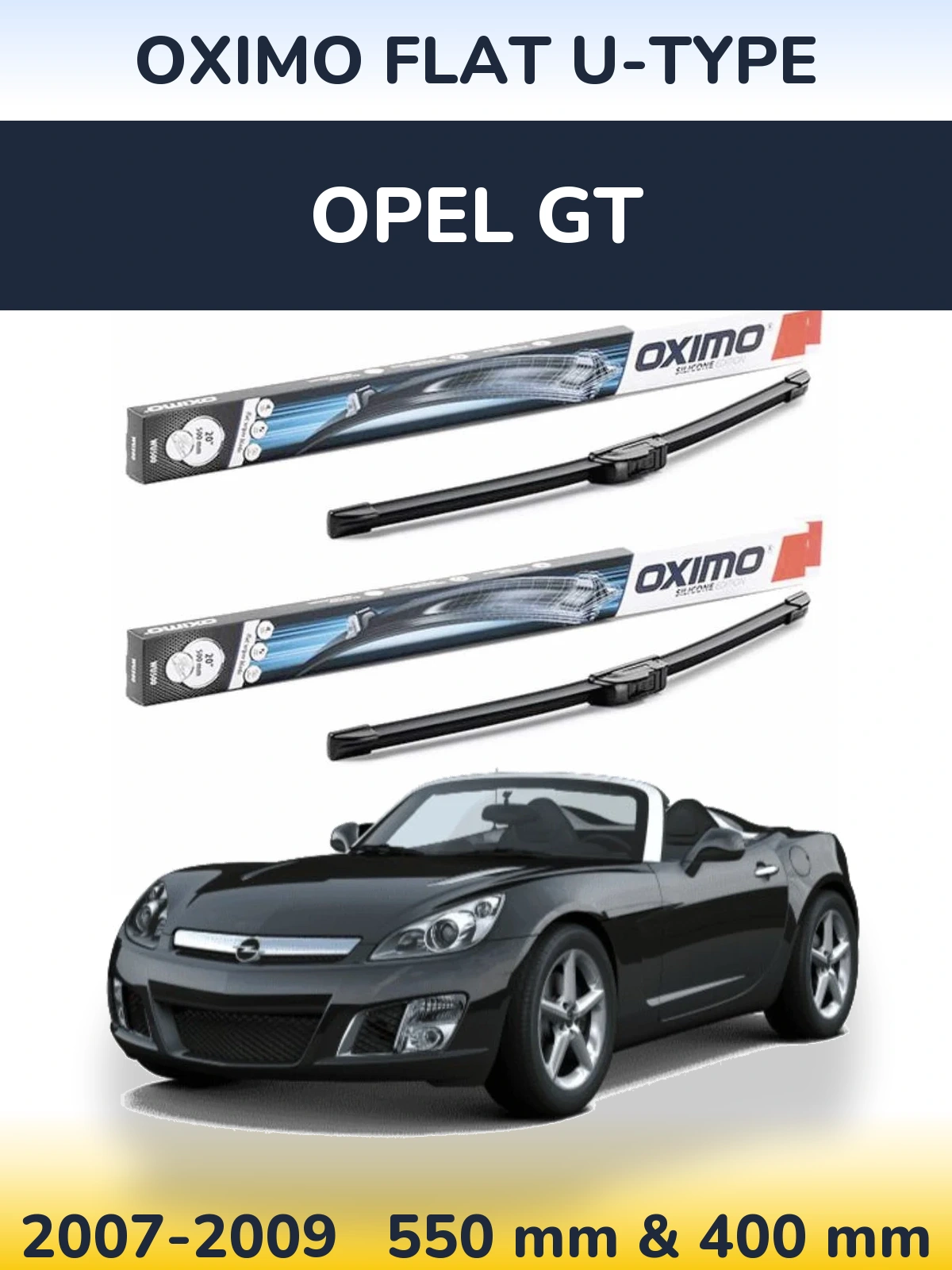 Комплект передних дворников Oximo Flat U-type 550 & 400 мм для Opel GT 2007-2009