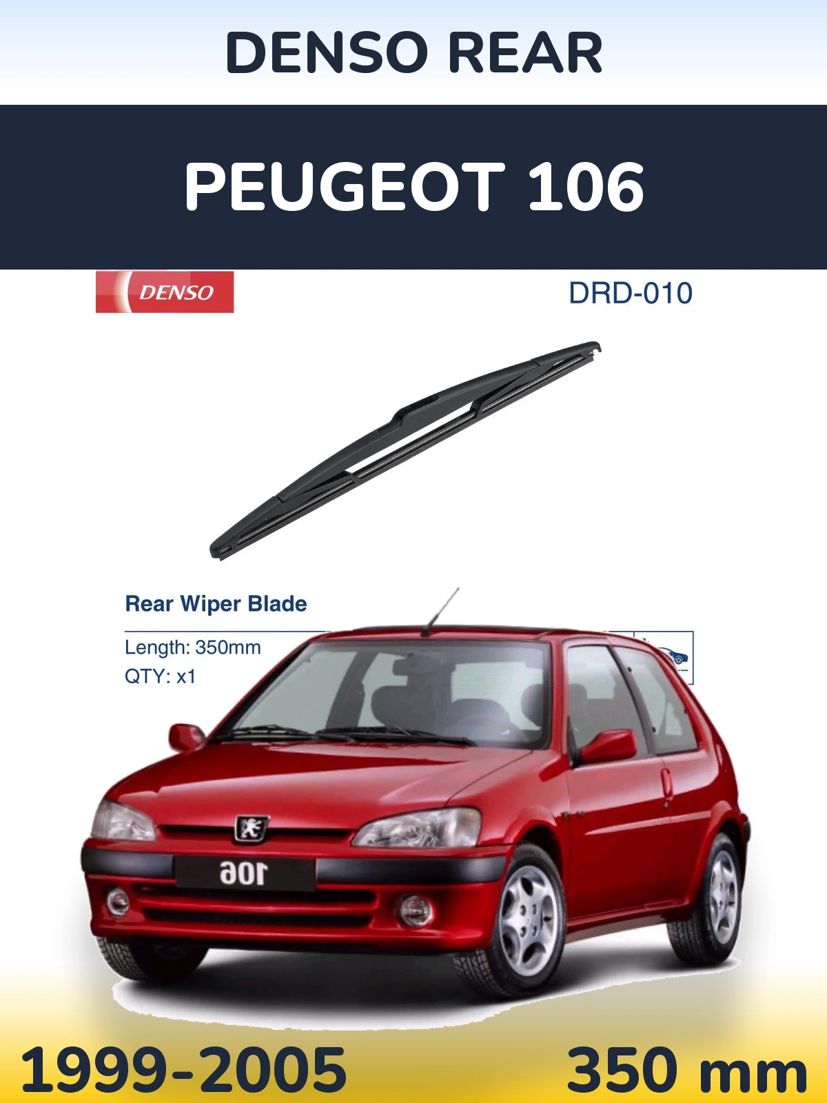 Rear wiper blade Denso Rear 350 mm for Peugeot 106 1999-2005
