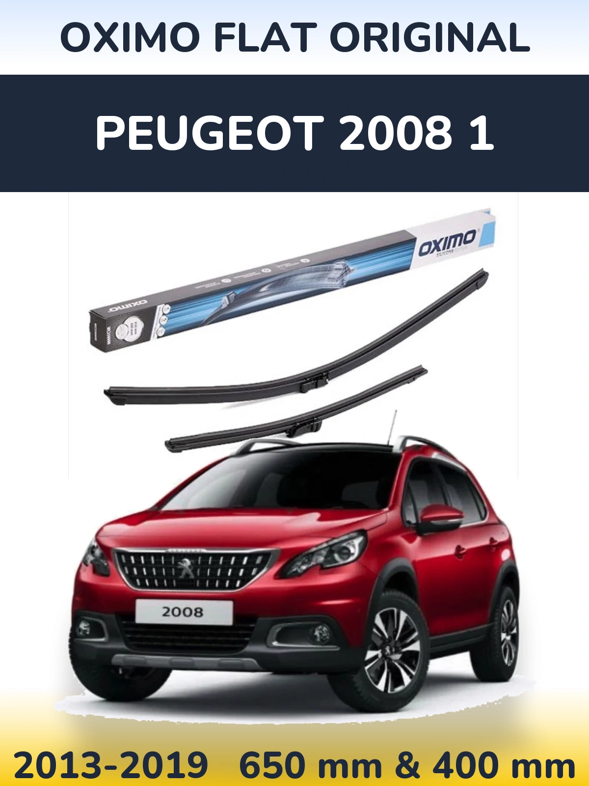 Front wiper blade set Oximo Flat Original 650 & 400 mm for Peugeot 2008 1 2013-2019