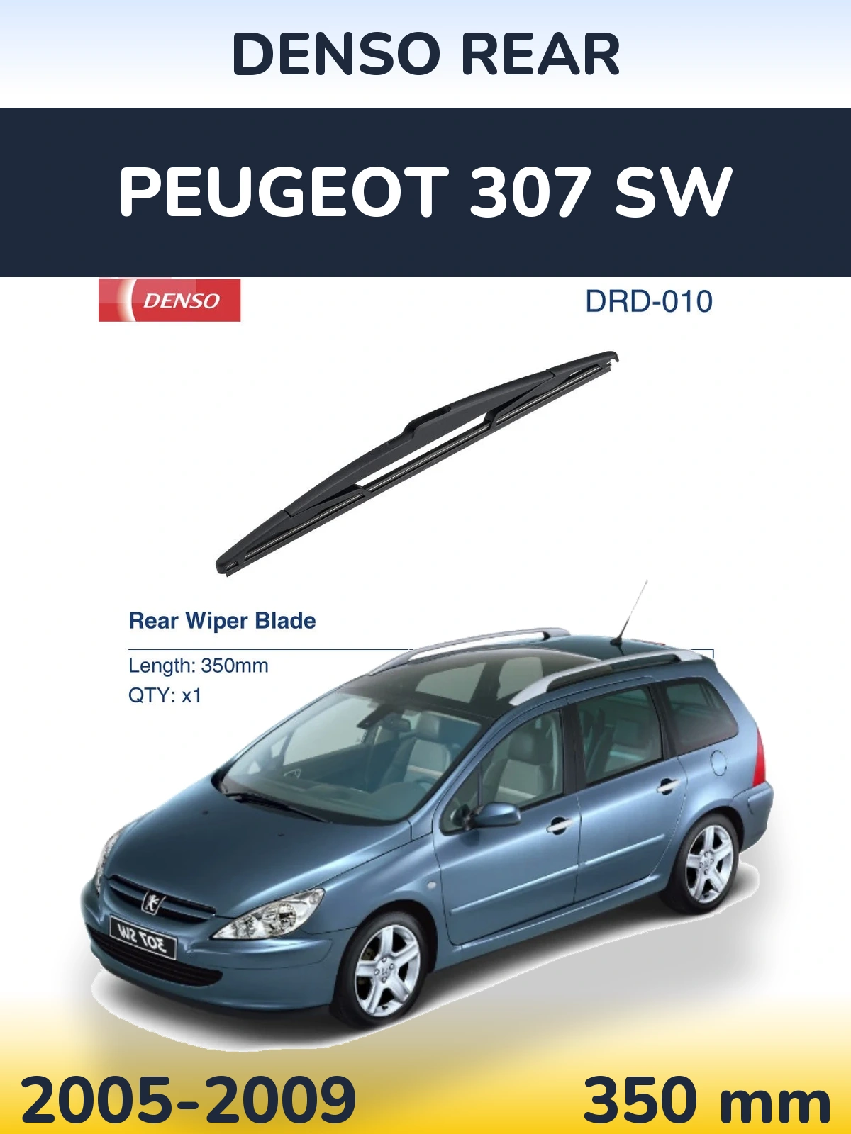 Rear wiper blade Denso Rear 350 mm for Peugeot 307 SW 2005-2009