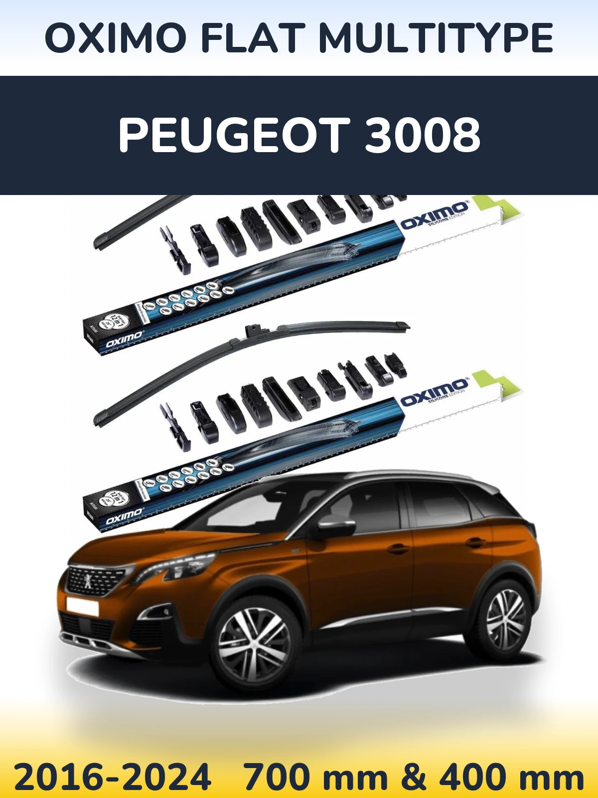 Комплект передніх щіток Oximo Flat MultiТипe 700 & 400 мм для Peugeot 3008 2016-2024