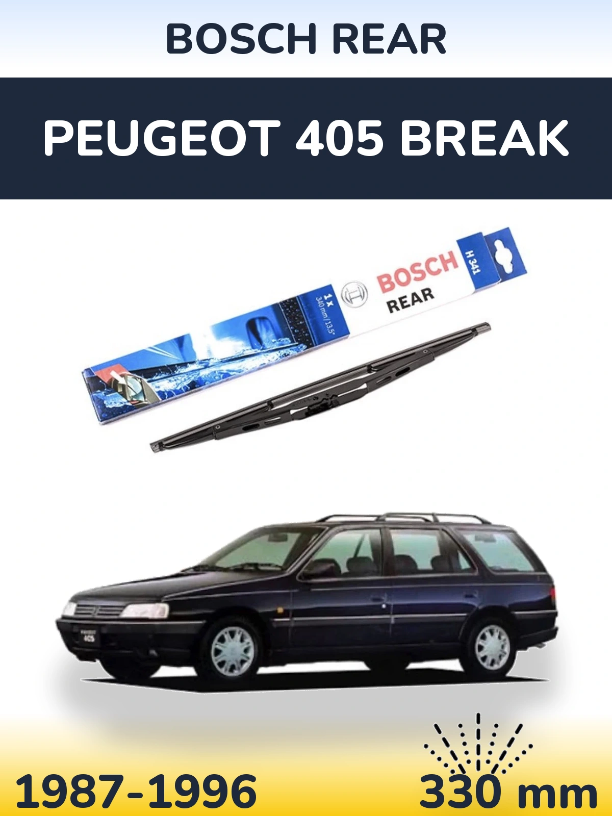 Задня щітка BOSCH Rear 340 мм для Peugeot 405 Break 1987-1996