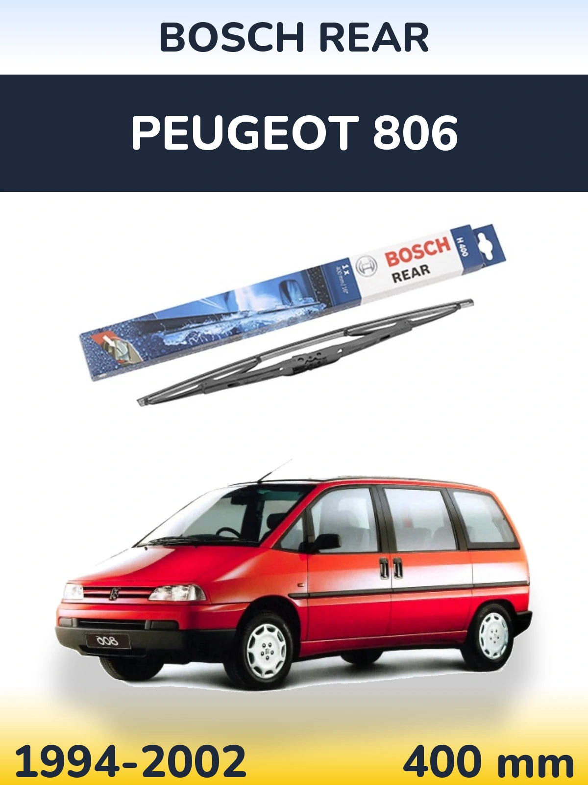 Rear wiper blade BOSCH Rear 400 mm for Peugeot 806 1994-2002