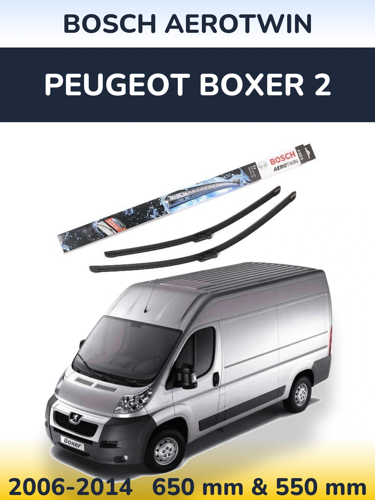 Комплект передних дворников BOSCH AeroTwin 650 & 550 мм для Peugeot Boxer 2 2006-2014