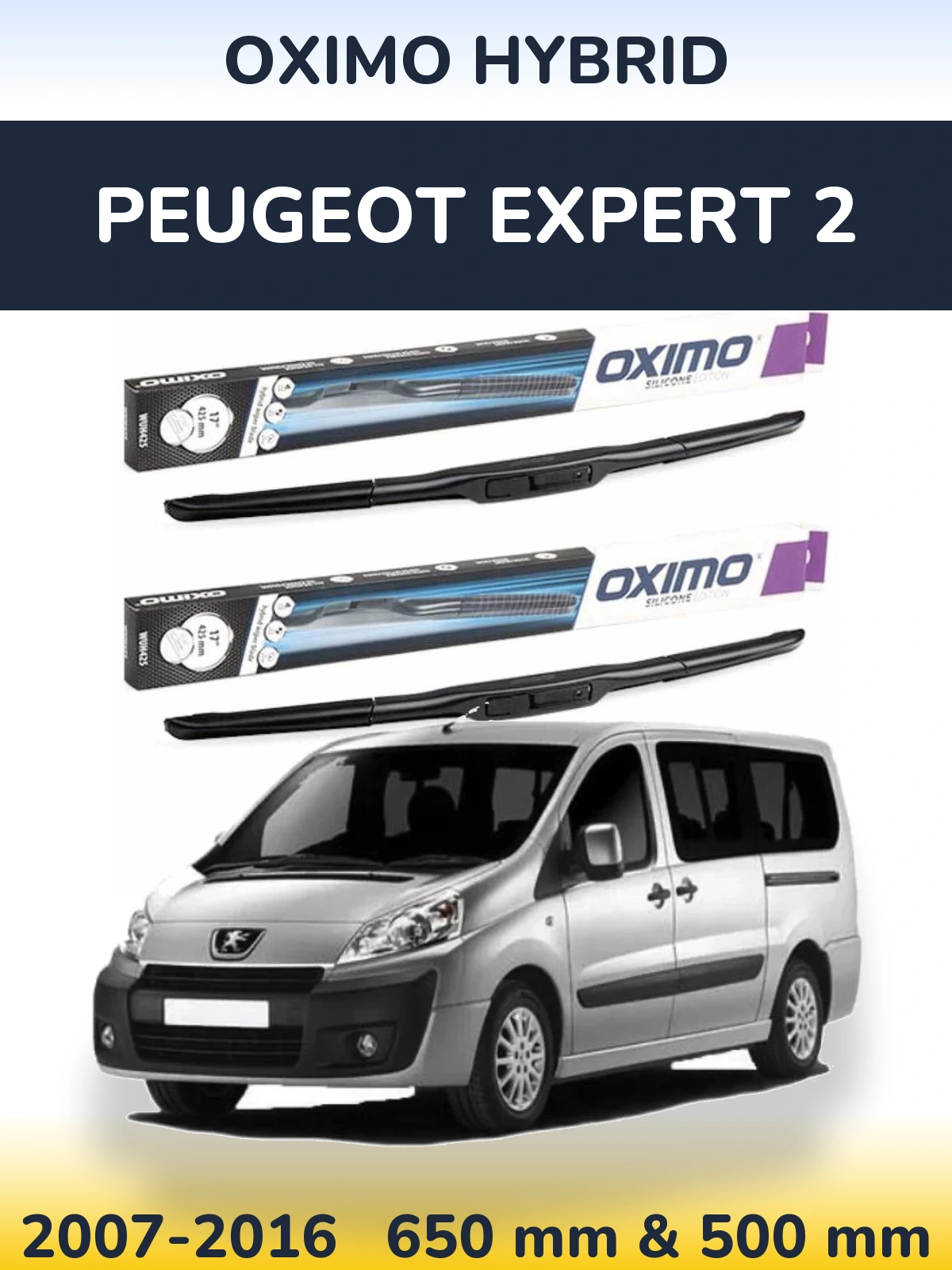 Комплект передних дворников Oximo Hybrid 650 & 500 мм для Peugeot Expert 2 2007-2016