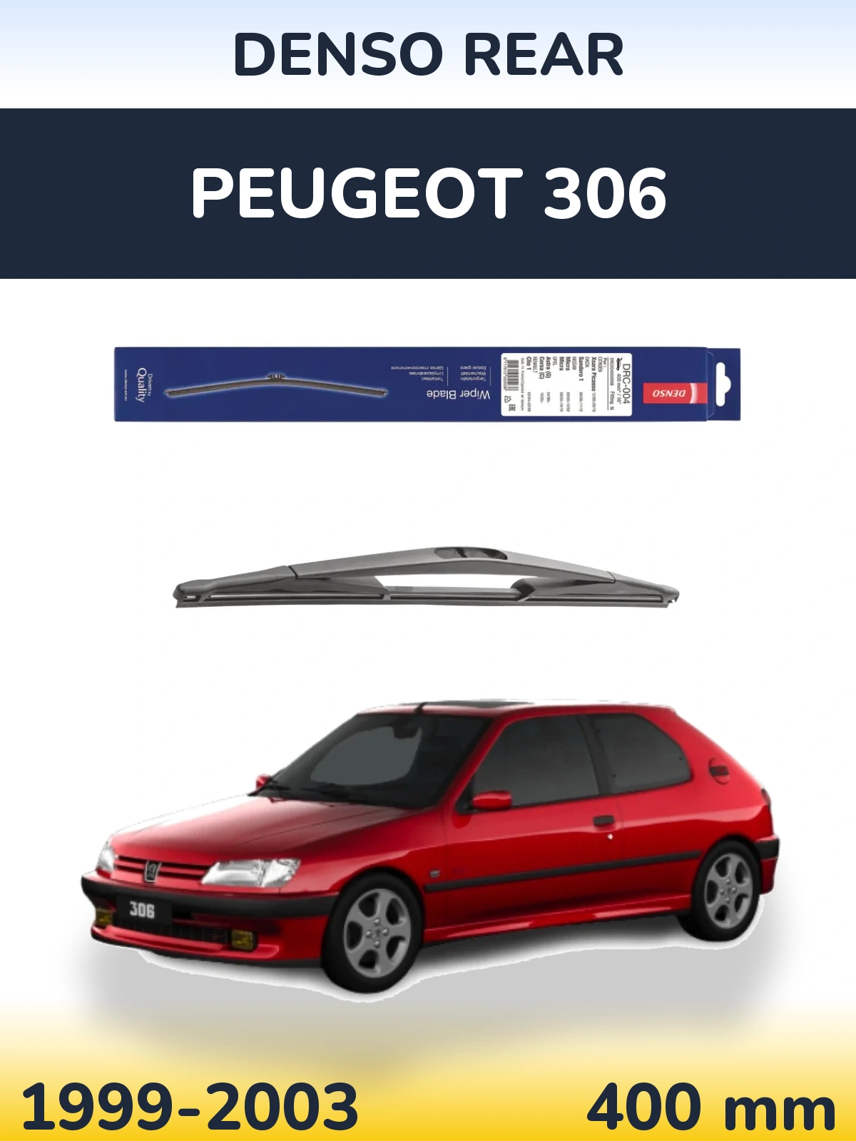 Rear wiper blade Denso Rear 400 mm for Peugeot 306 1999-2003
