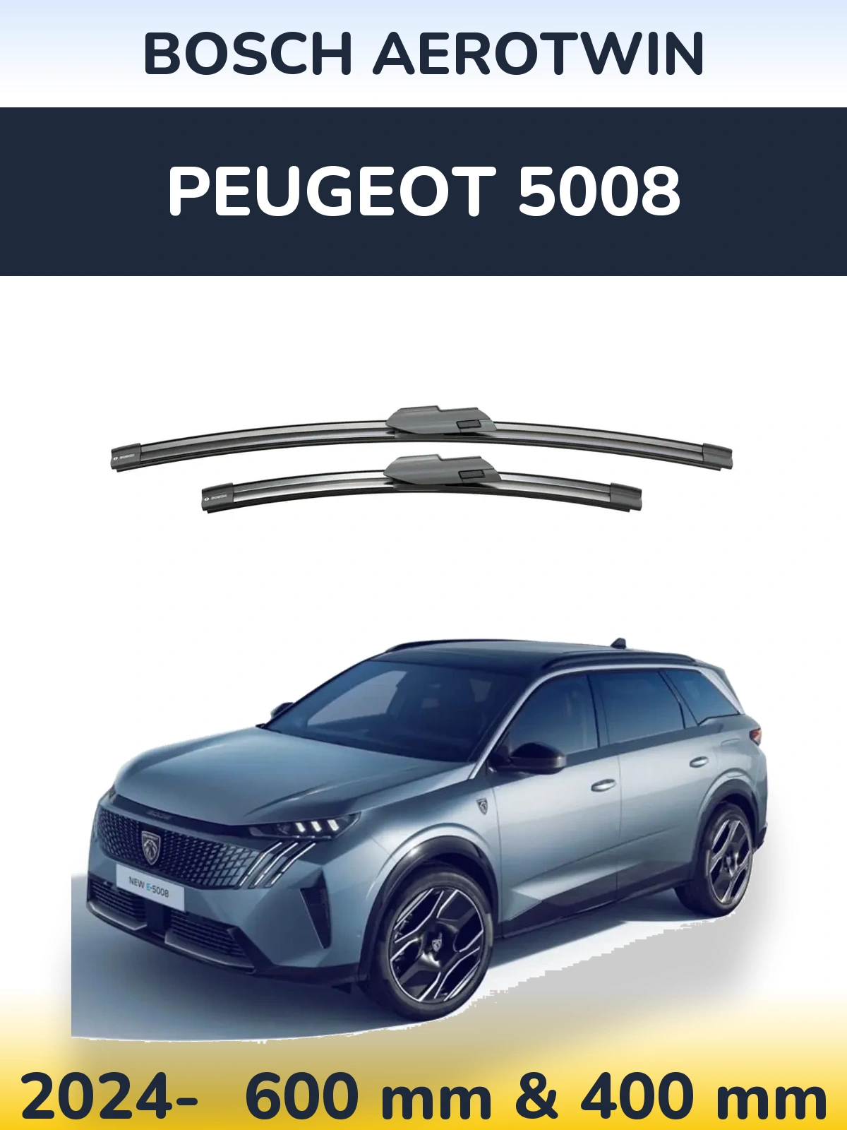 Комплект передніх щіток BOSCH AeroTwin 600 & 400 мм для Peugeot 5008 2024-2026