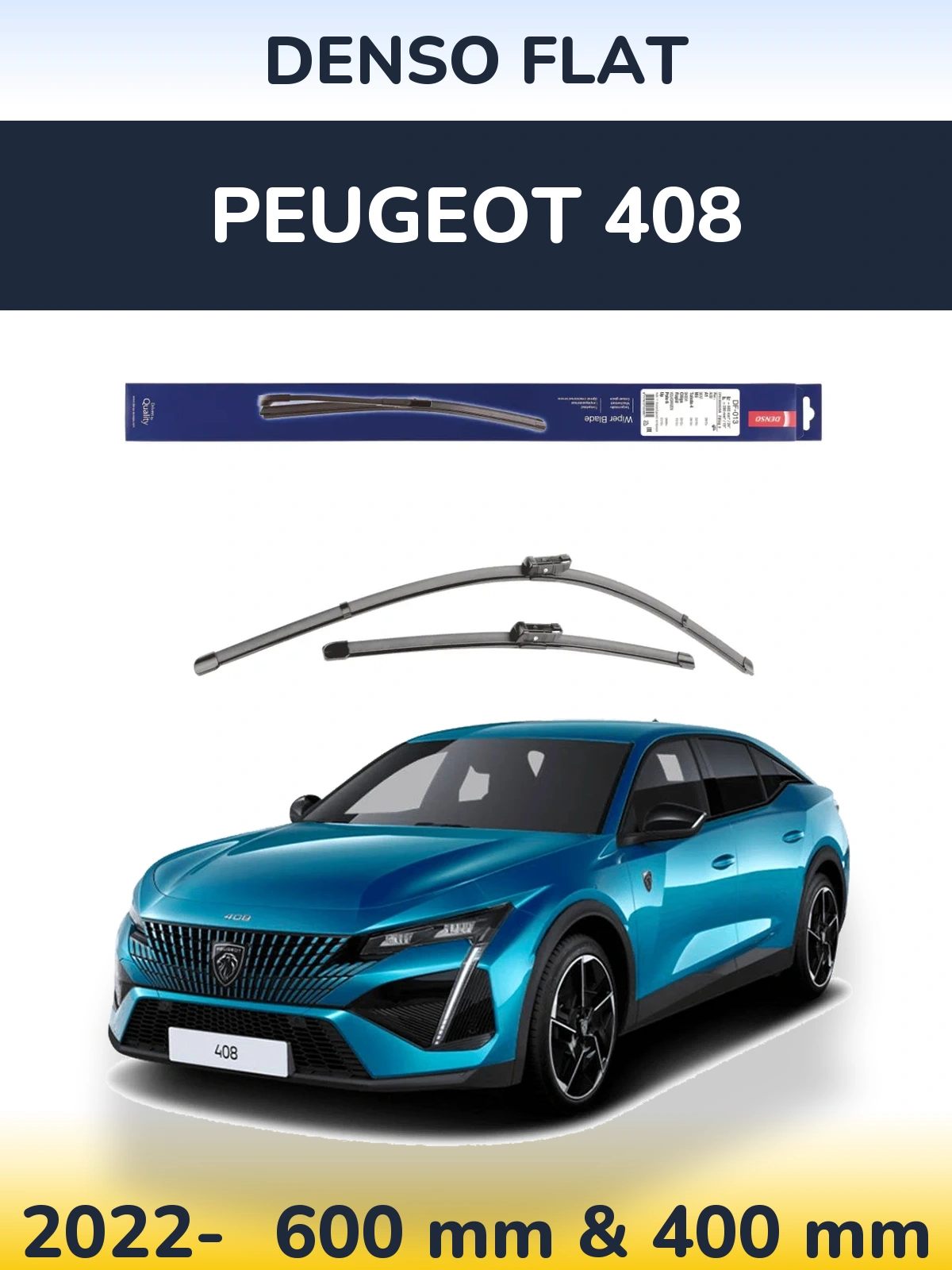 Комплект передних дворников Denso Flat 600 & 380 мм для Peugeot 408 2022-2026