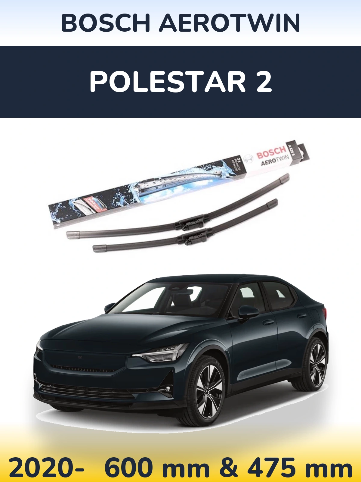 Комплект передніх щіток BOSCH AeroTwin 600 & 475 мм для Polestar 2 2020-2026