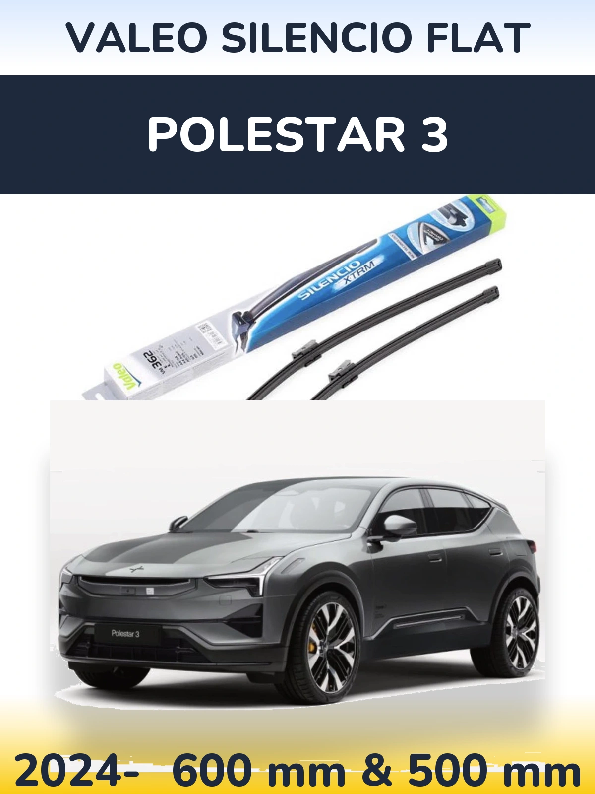 Комплект передних дворников Valeo Silencio Flat 600 & 500 мм для Polestar 3 2024-2026