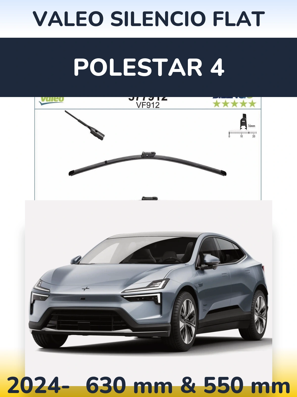 Комплект передних дворников Valeo Silencio Flat 630 & 550 мм для Polestar 4 2024-2026