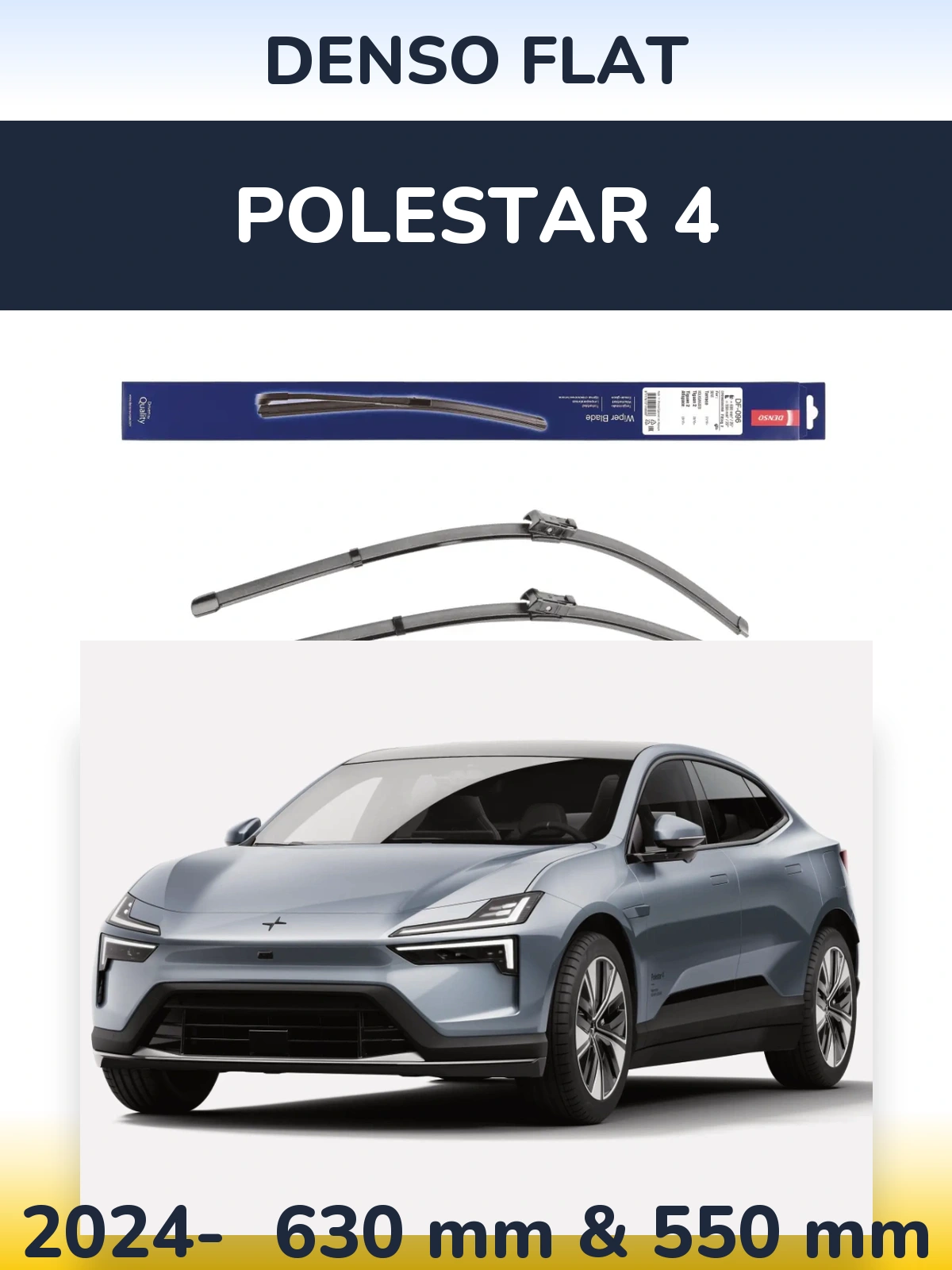 Front wiper blade set Denso Flat 630 & 550 mm for Polestar 4 2024-2026