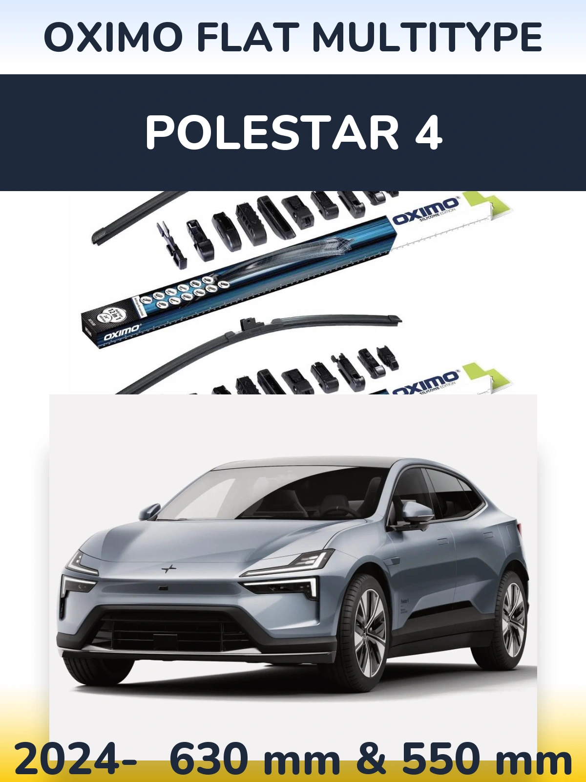 Комплект передніх щіток Oximo Flat MultiТипe 600 & 550 мм для Polestar 4 2024-2026