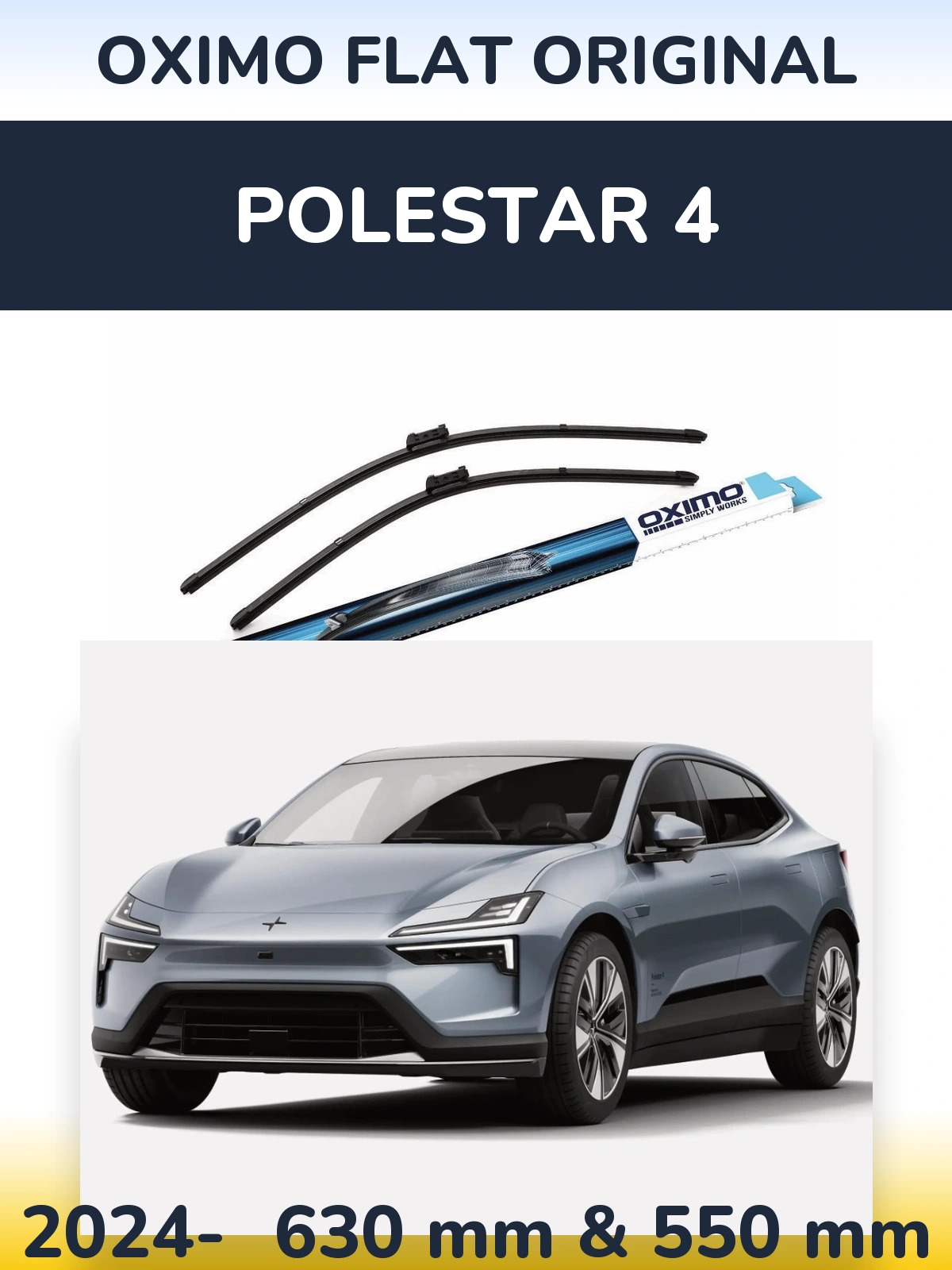 Комплект передніх щіток Oximo Flat Original 630 & 550 мм для Polestar 4 2024-2026
