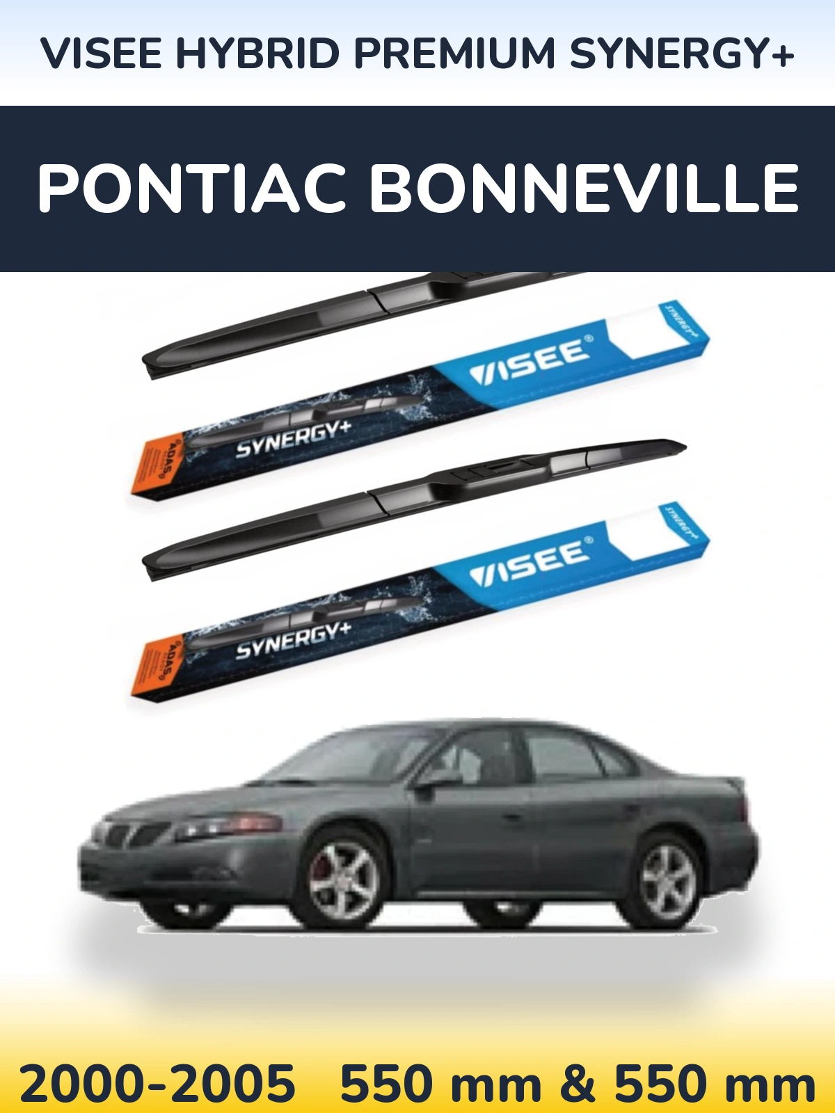 Front wiper blade set VISEE HYBRID PREMIUM SYNERGY+ 550 & 550 mm for Pontiac Bonneville 2000-2005