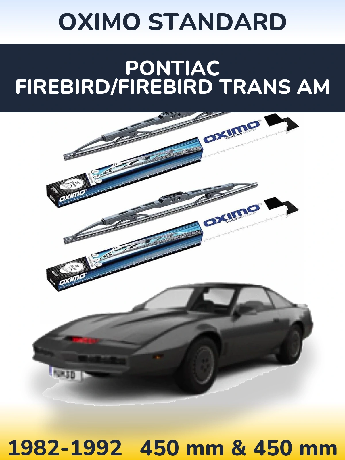 Комплект передніх щіток Oximo Standard 450 & 450 мм для Pontiac Firebird/Firebird Trans Am 1982-1992