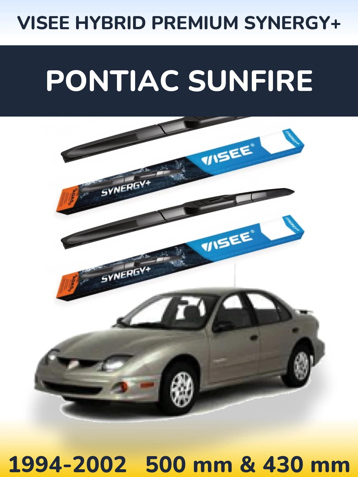 Комплект передніх щіток VISEE HYBRID PREMIUM SYNERGY+ 500 & 430 мм для Pontiac Sunfire 1994-2002