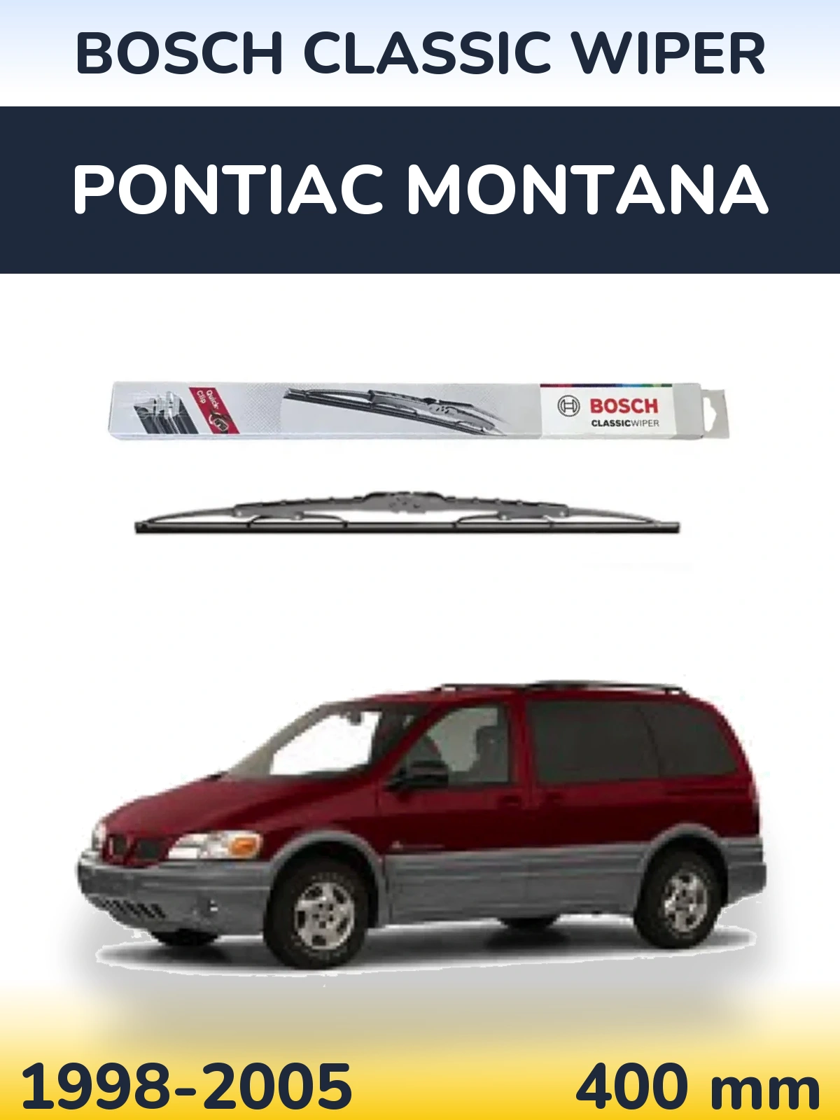 Rear wiper blade BOSCH Classic Wiper 400 mm for Pontiac Montana 1998-2005