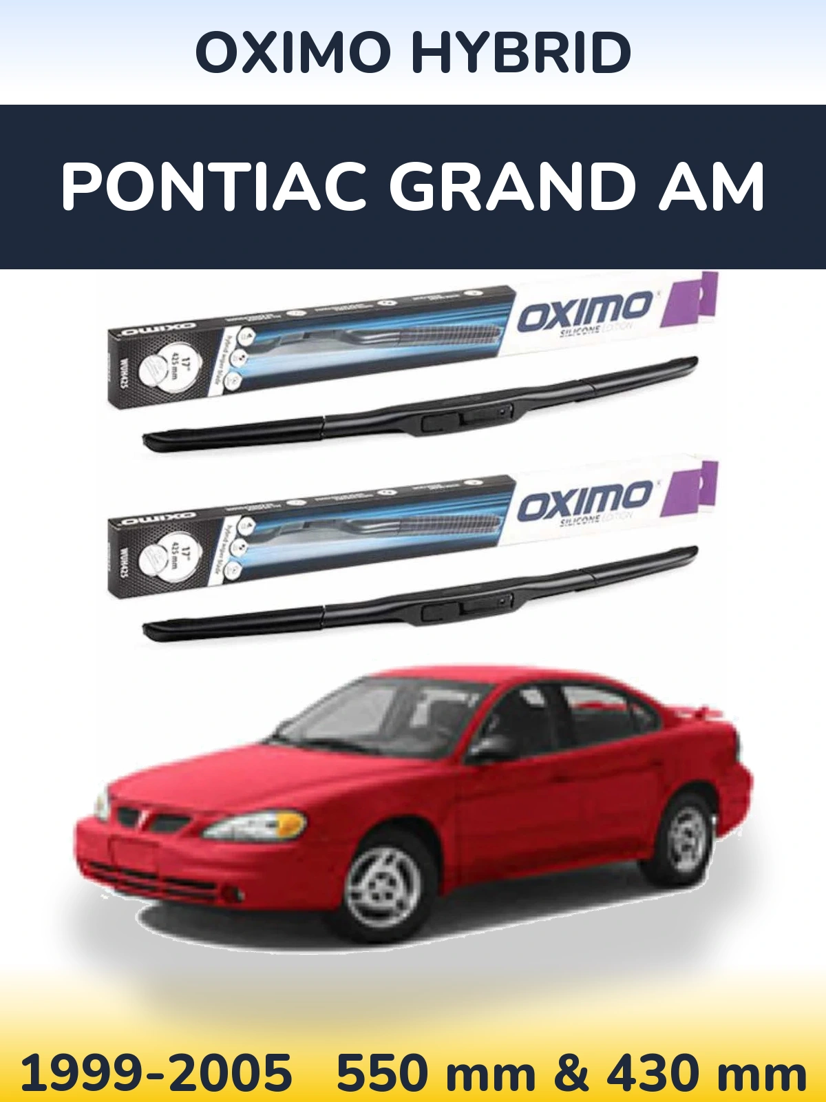 Front wiper blade set Oximo Hybrid 550 & 430 mm for Pontiac Grand AM 1999-2005
