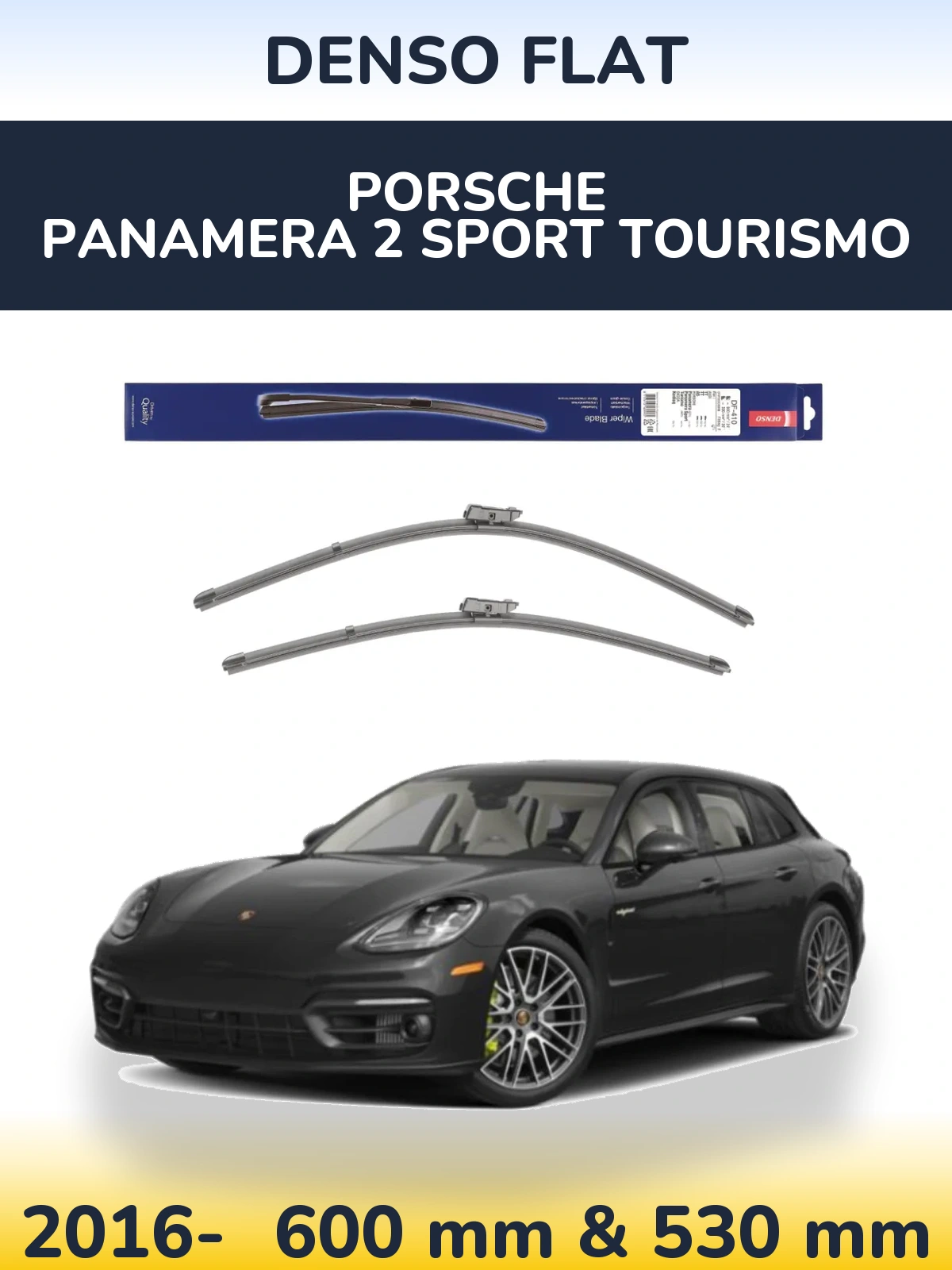 Комплект передних дворников Denso Flat 600 & 520 мм для Porsche Panamera 2 Sport Tourismo 2016-2026