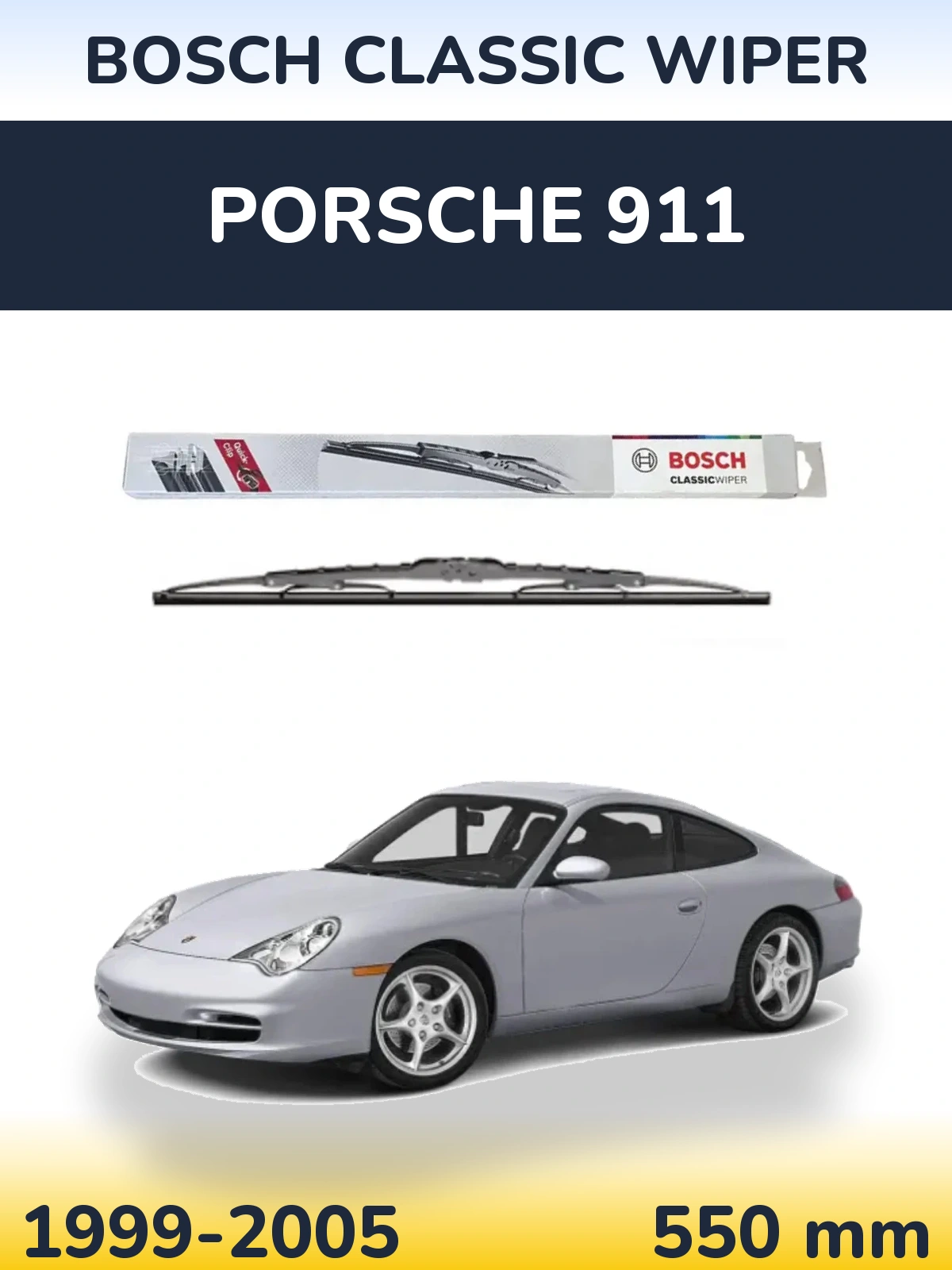 Rear wiper blade BOSCH Classic Wiper 550 mm for Porsche 911 1999-2005