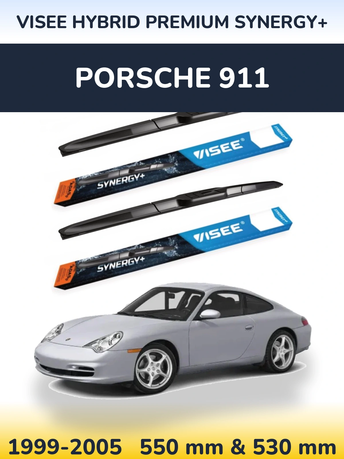 Комплект передних дворников VISEE HYBRID PREMIUM SYNERGY+ 550 & 530 мм для Porsche 911 1999-2005