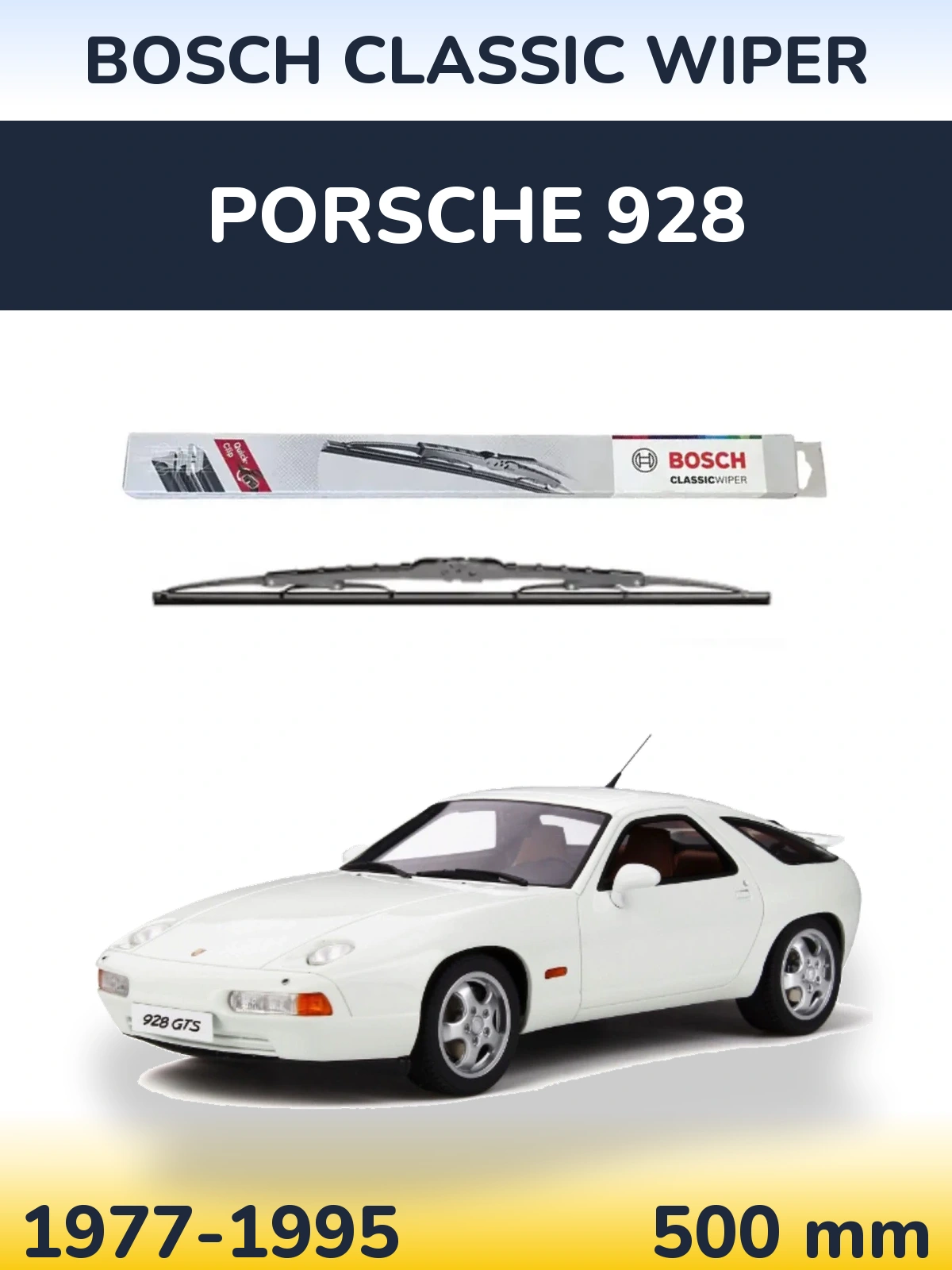 Rear wiper blade BOSCH Classic Wiper 500 mm for Porsche 928 1977-1995